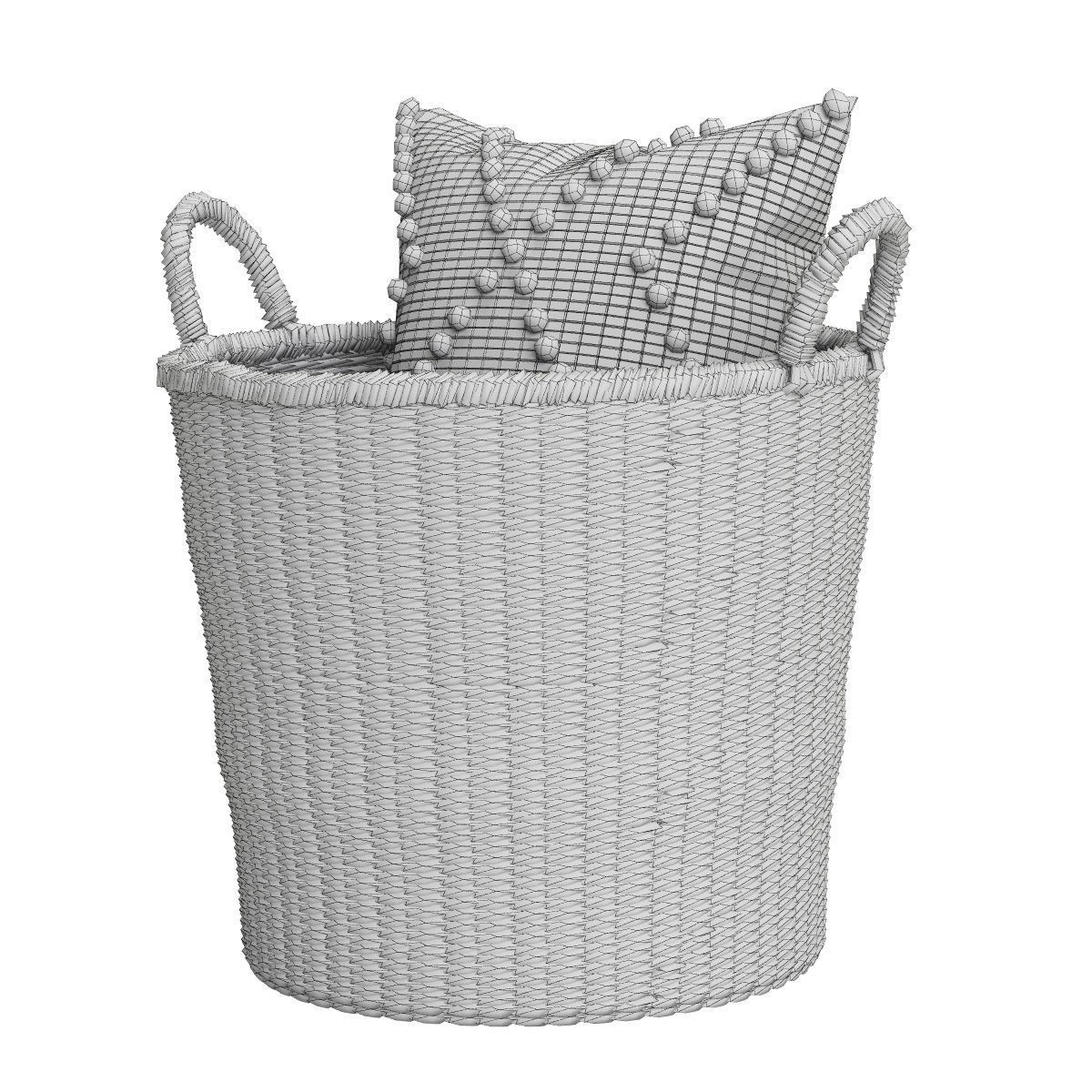 Wicker Baskets Set 3D Model – Natural Decor for Storage, FBX, OBJ - View 9