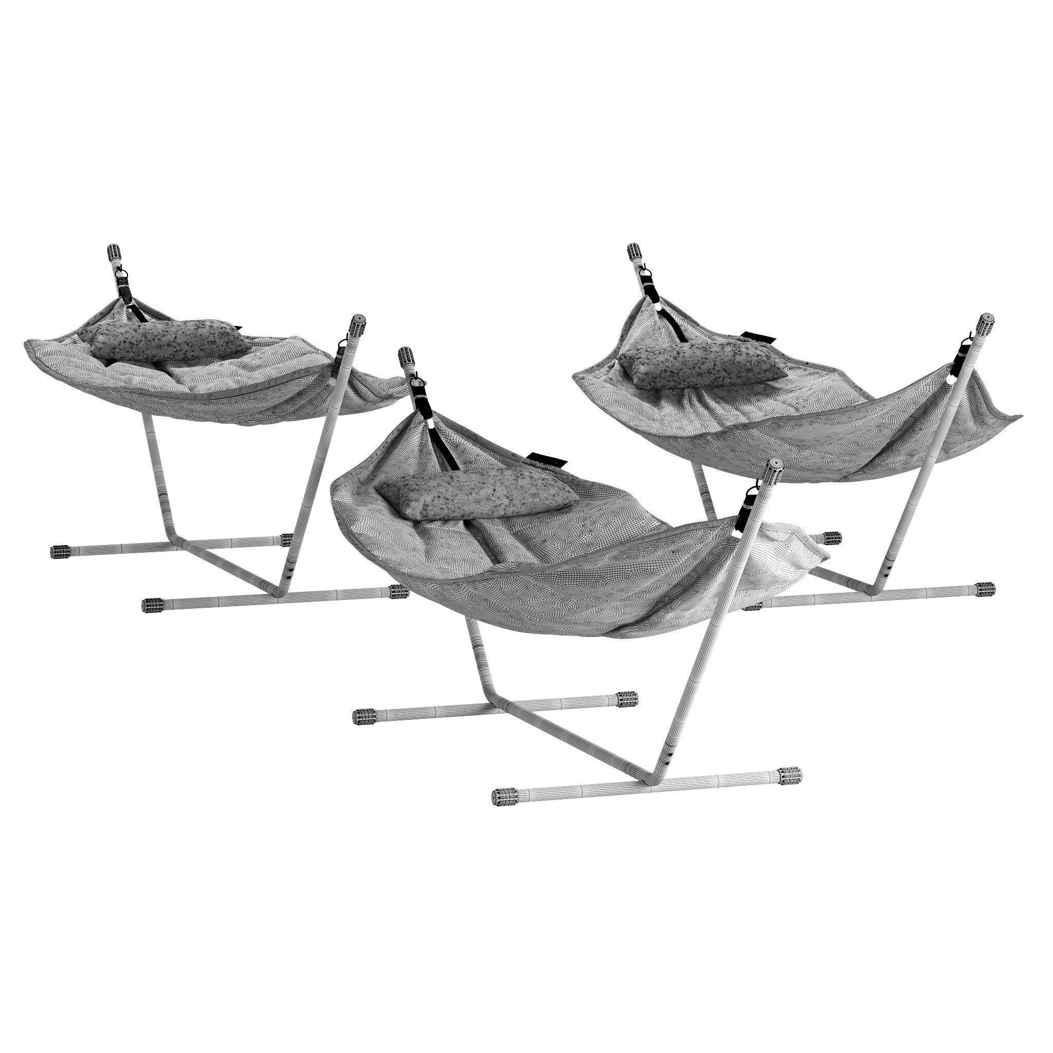 Headdemock Hammock Triple Set 3D Model – High Poly Outdoor Furniture, FBX, OBJ - View 11