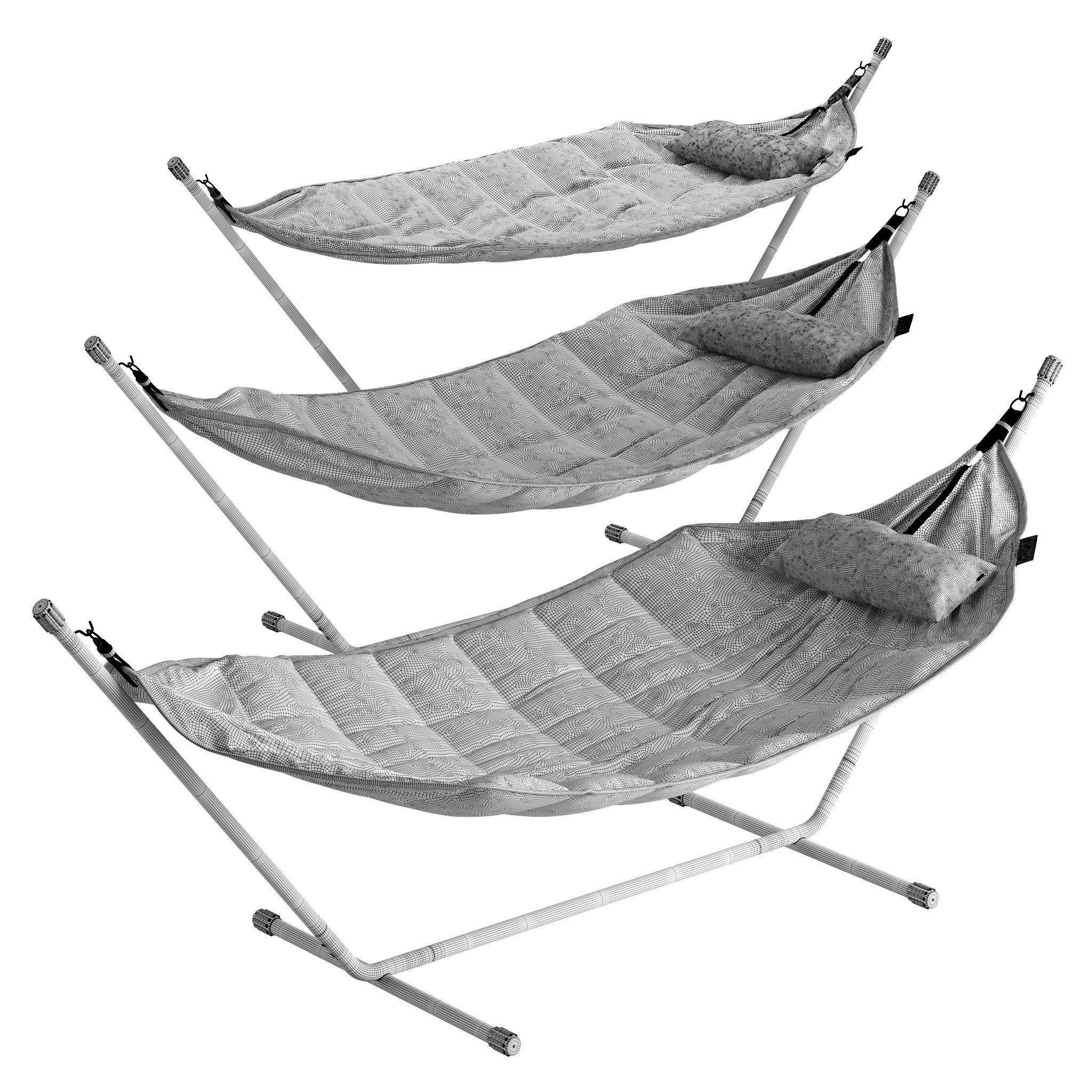 Headdemock Hammock Triple Set 3D Model – High Poly Outdoor Furniture, FBX, OBJ - View 3