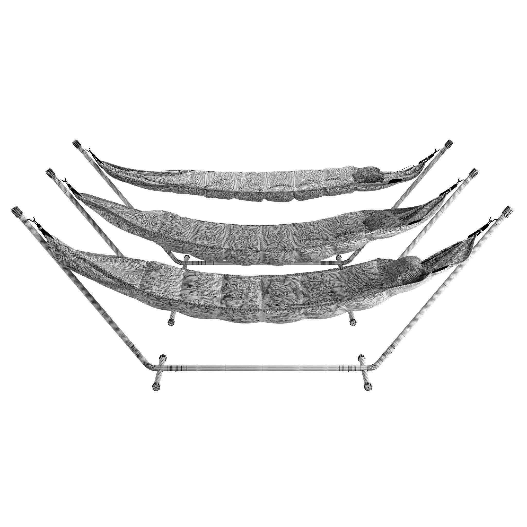 Headdemock Hammock Triple Set 3D Model – High Poly Outdoor Furniture, FBX, OBJ - View 9