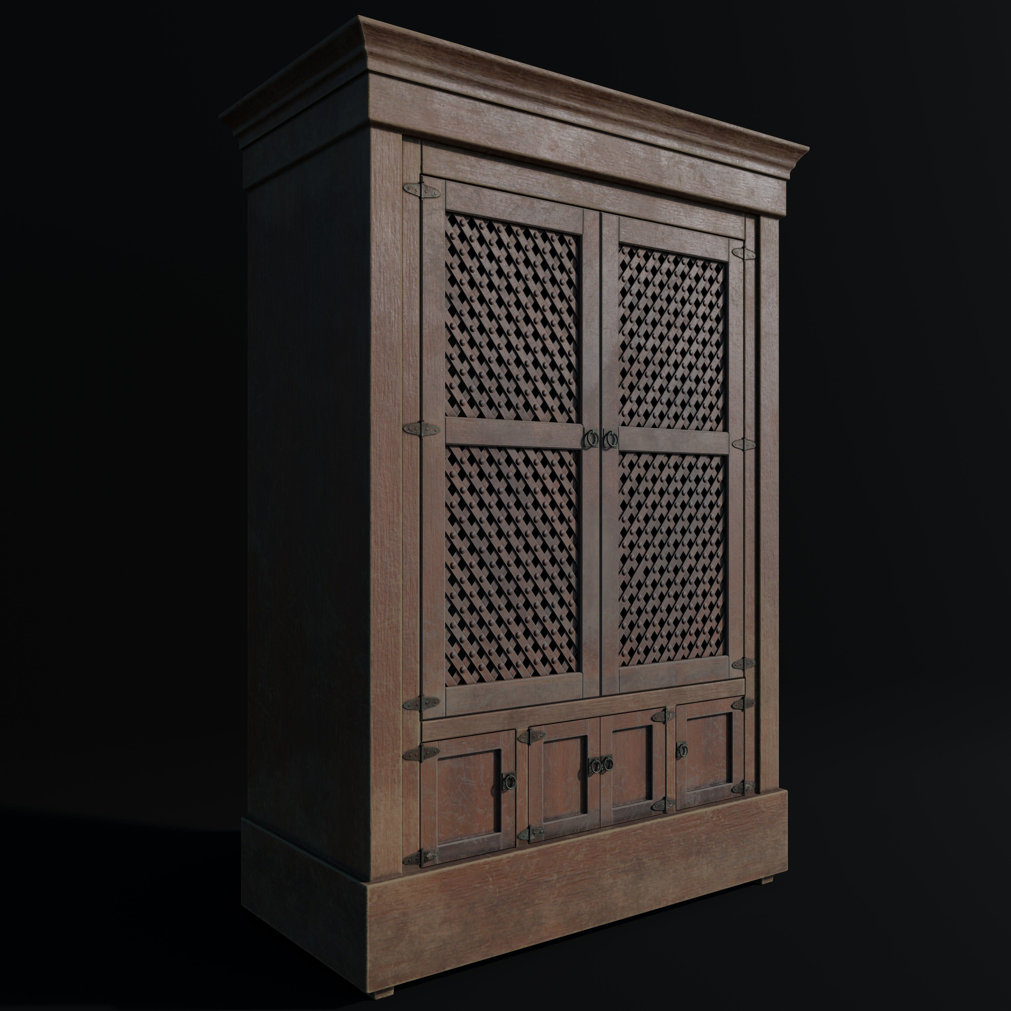 Roman Cupboard 3D Model – Low Poly Historical Furniture, FBX & OBJ - View 5