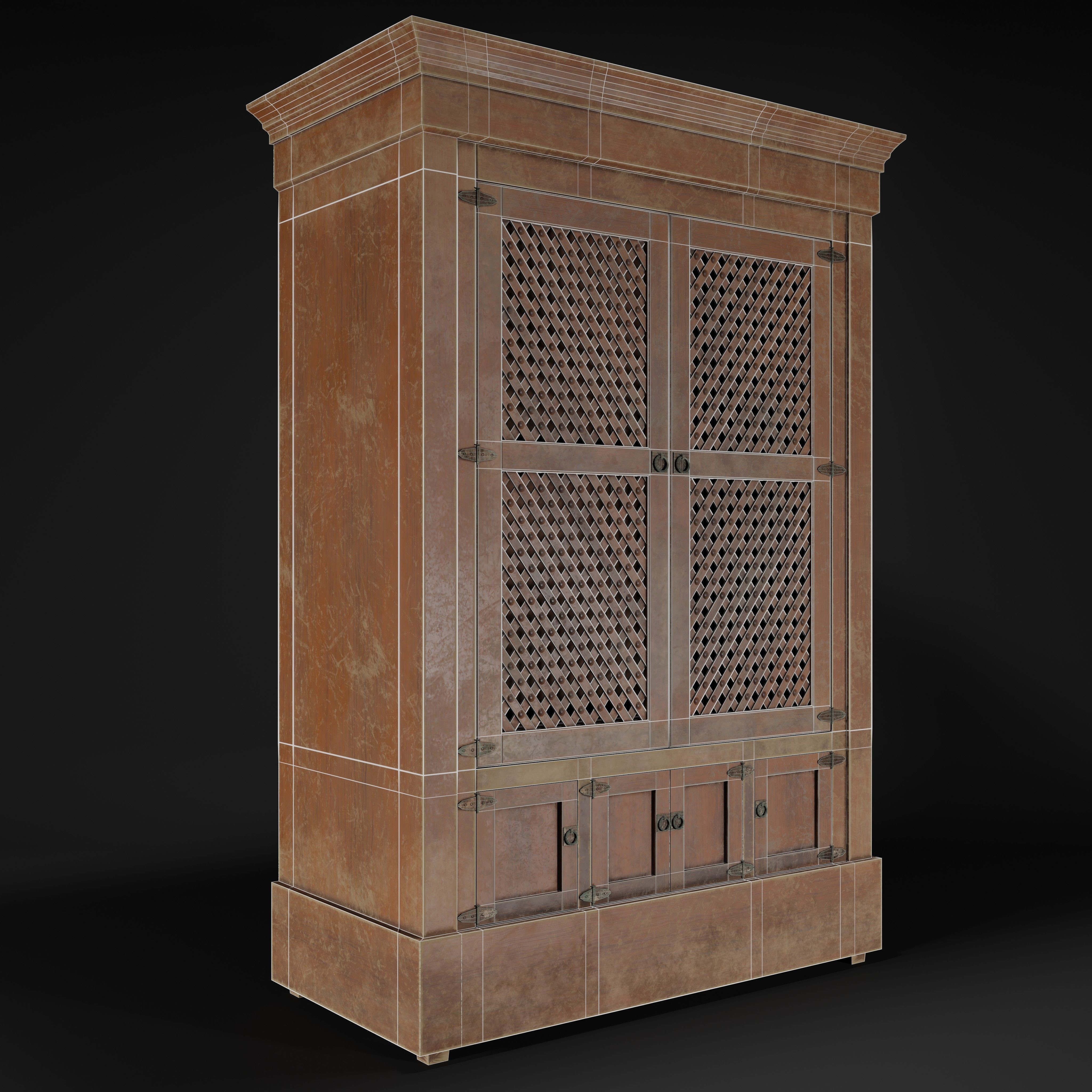 Roman Cupboard 3D Model – Low Poly Historical Furniture, FBX & OBJ - View 6