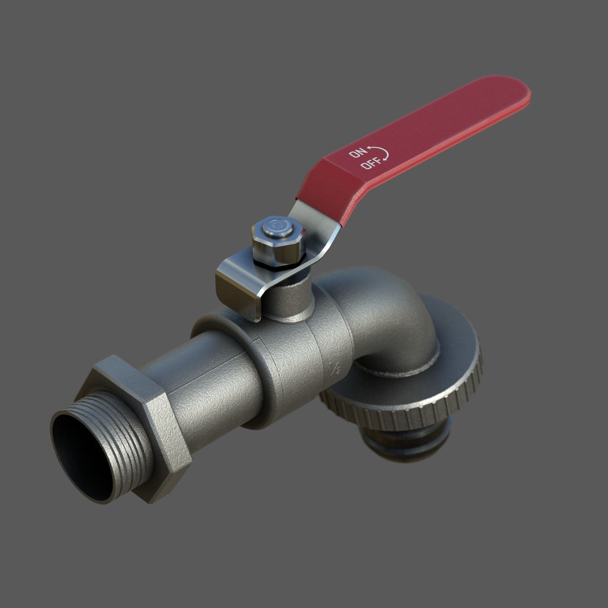 Garden Faucet 3D Model – Low Poly PBR Asset, FBX, OBJ, Blender - View 3