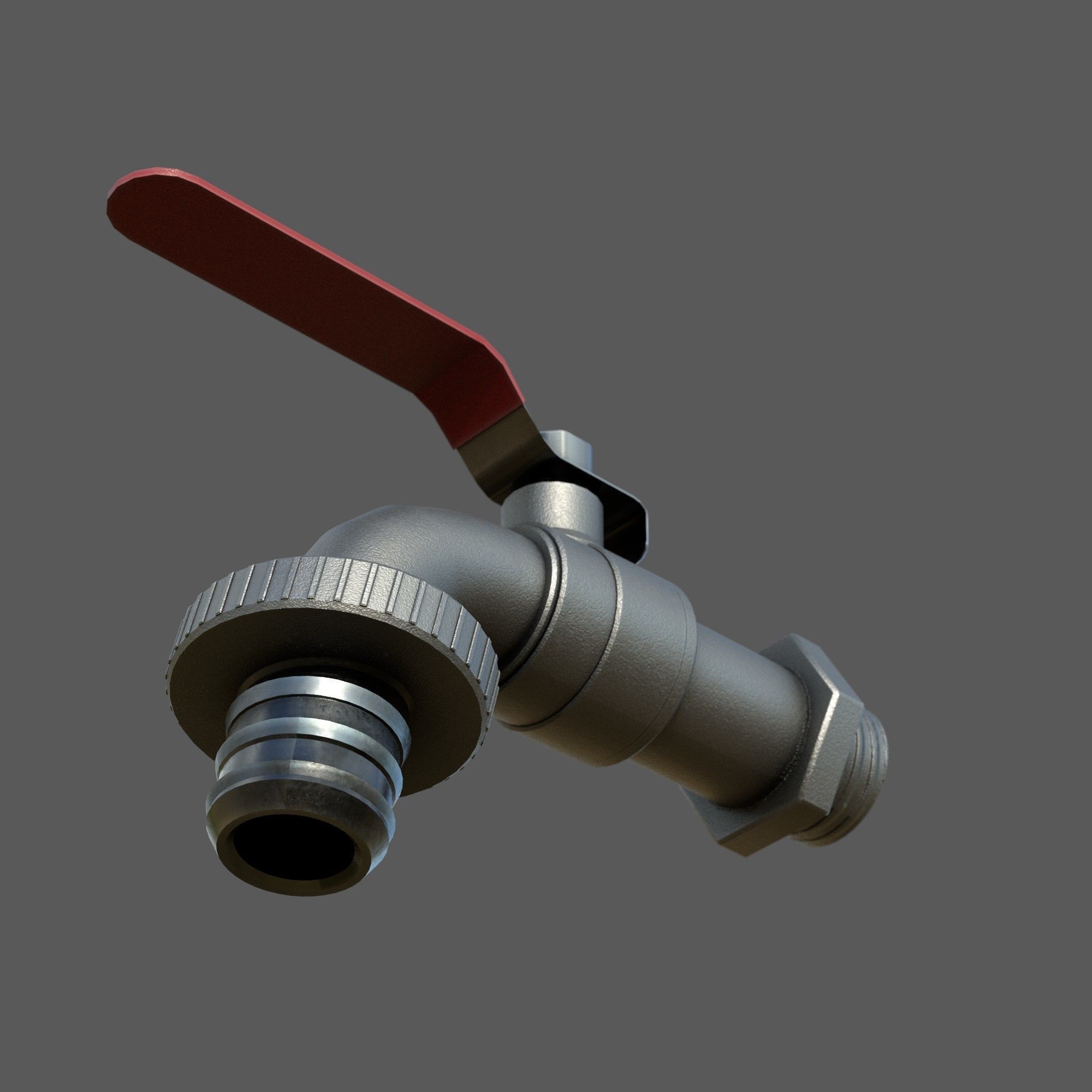 Garden Faucet 3D Model – Low Poly PBR Asset, FBX, OBJ, Blender - View 4