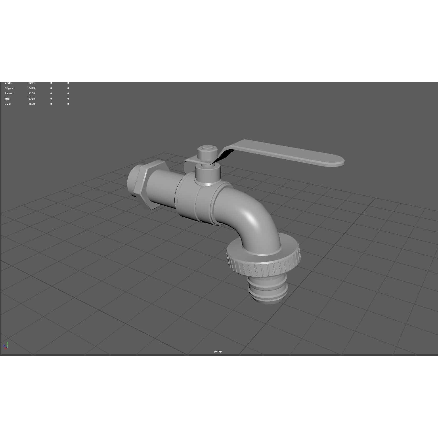 Garden Faucet 3D Model – Low Poly PBR Asset, FBX, OBJ, Blender - View 6