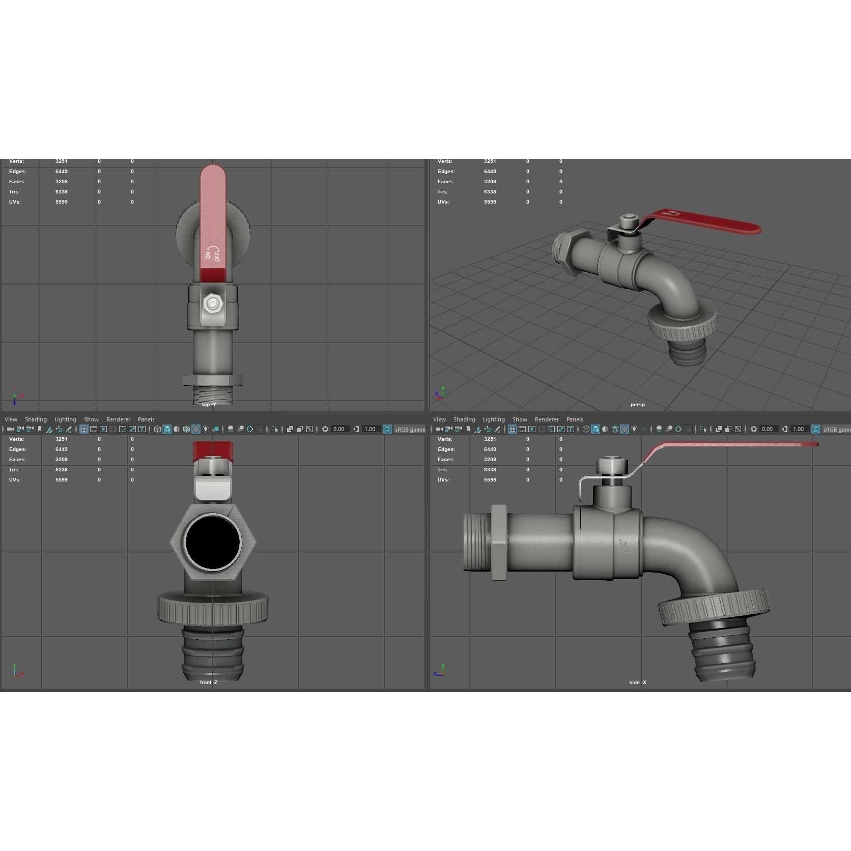 Garden Faucet 3D Model – Low Poly PBR Asset, FBX, OBJ, Blender - View 8