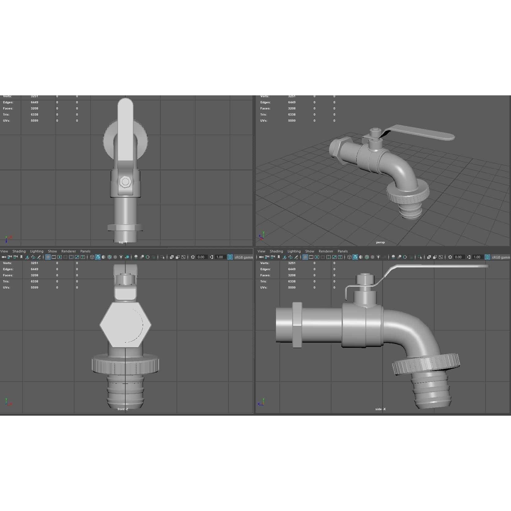 Garden Faucet 3D Model – Low Poly PBR Asset, FBX, OBJ, Blender - View 9