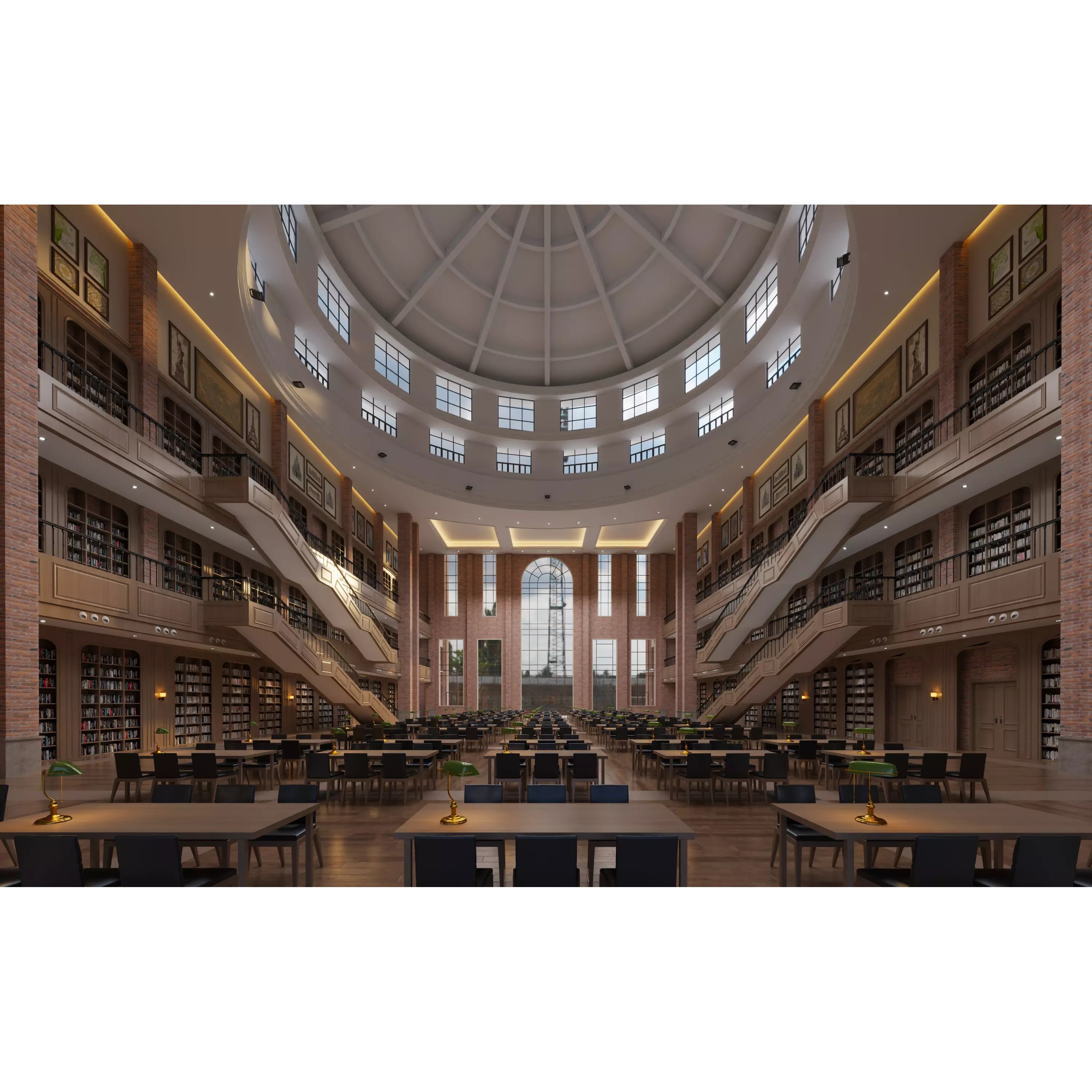 Classic Grand Library Interior - Ready-to-Render 3D Model - View 2