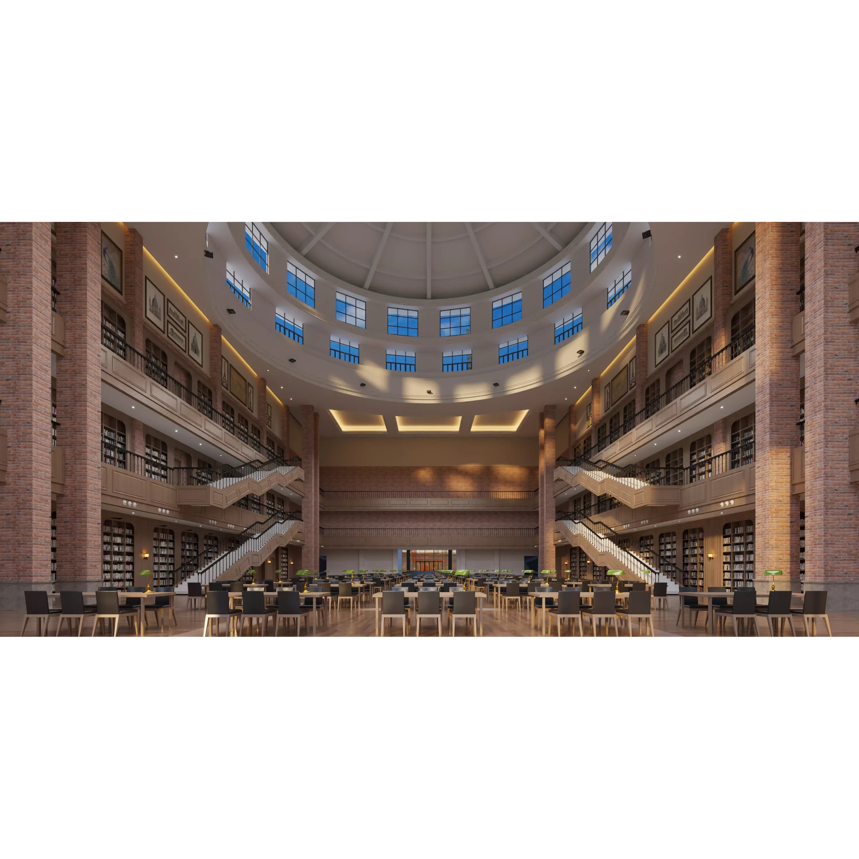 Classic Grand Library Interior - Ready-to-Render 3D Model - View 3