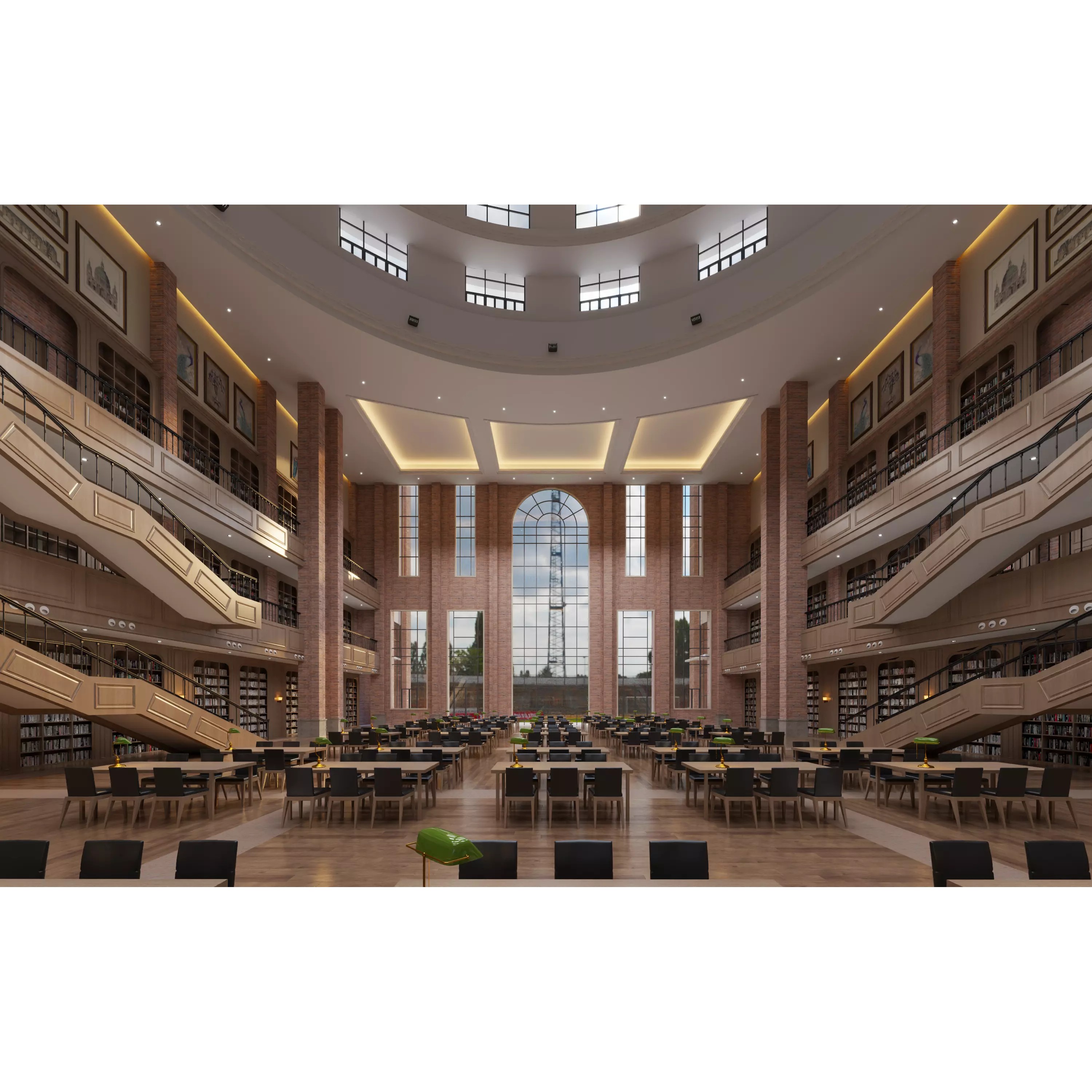 Classic Grand Library Interior - Ready-to-Render 3D Model - View 4
