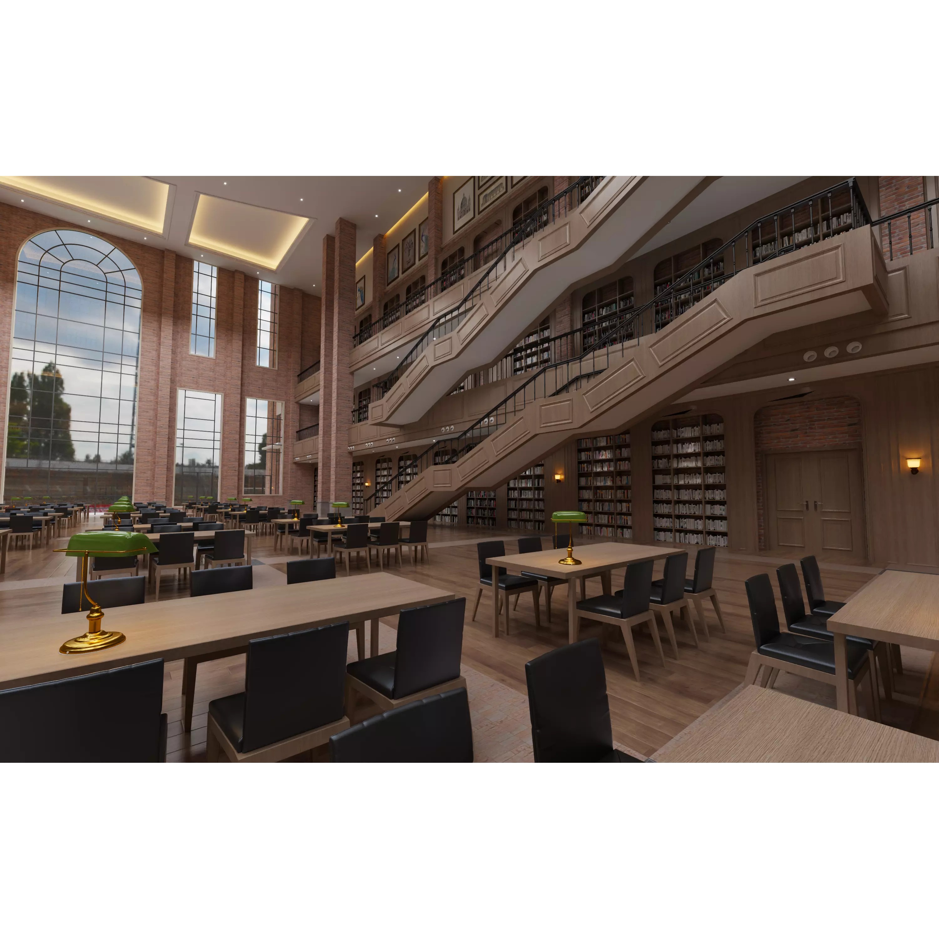 Classic Grand Library Interior - Ready-to-Render 3D Model - View 7