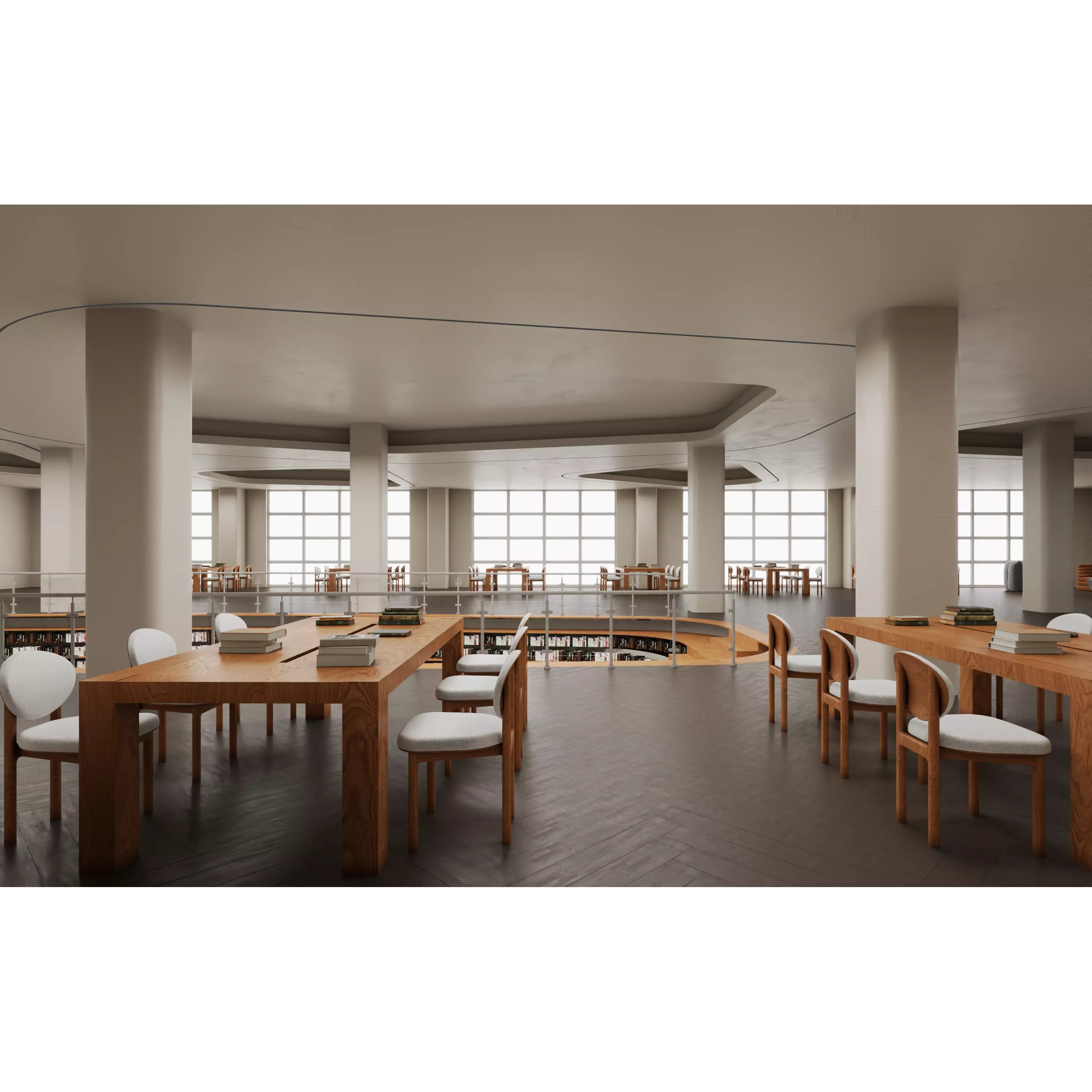 Classic Grand Library Interior - Ready-to-Render 3D Model - View 9