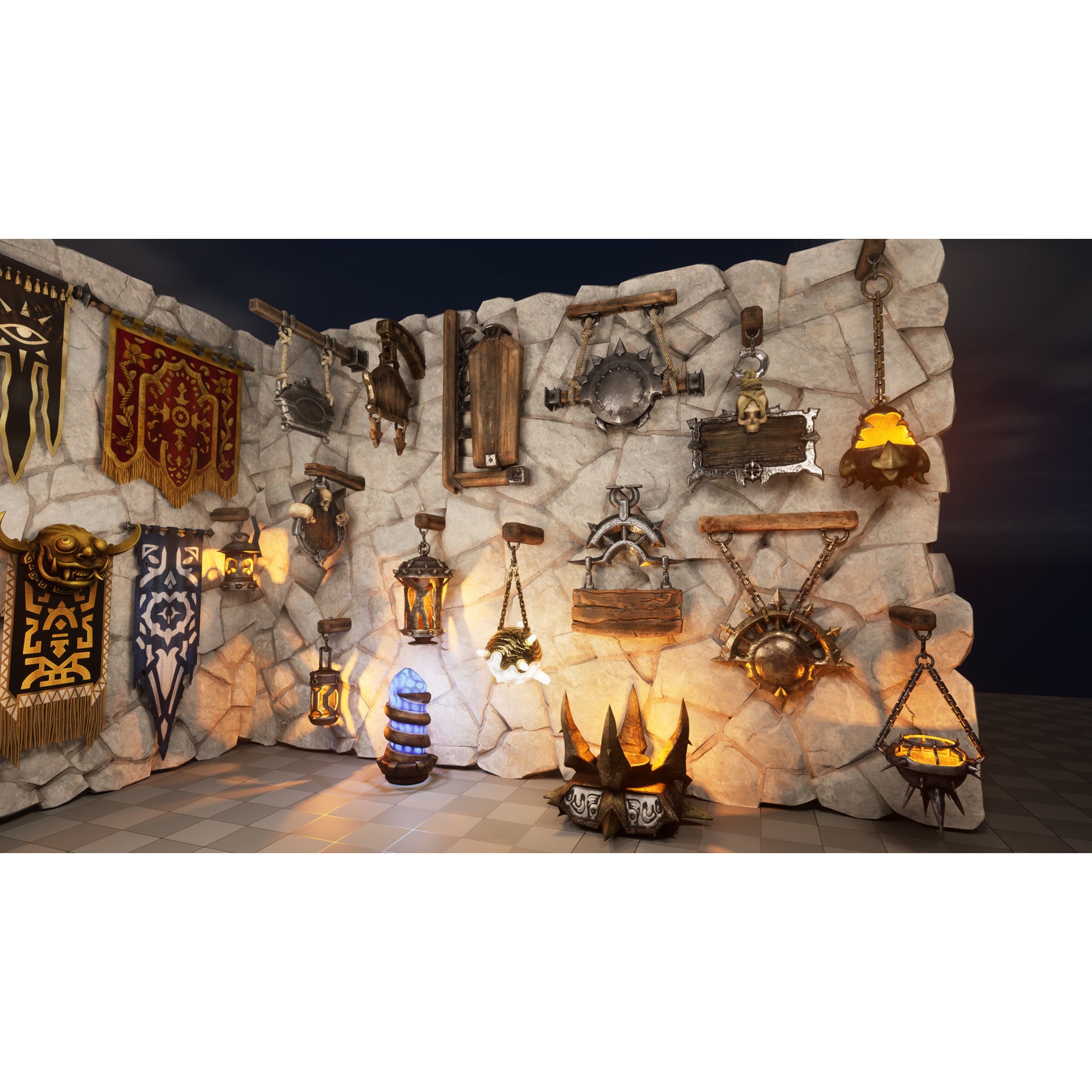 Decorative Wall 3D Model – High Poly Fantasy Decor, FBX - View 4