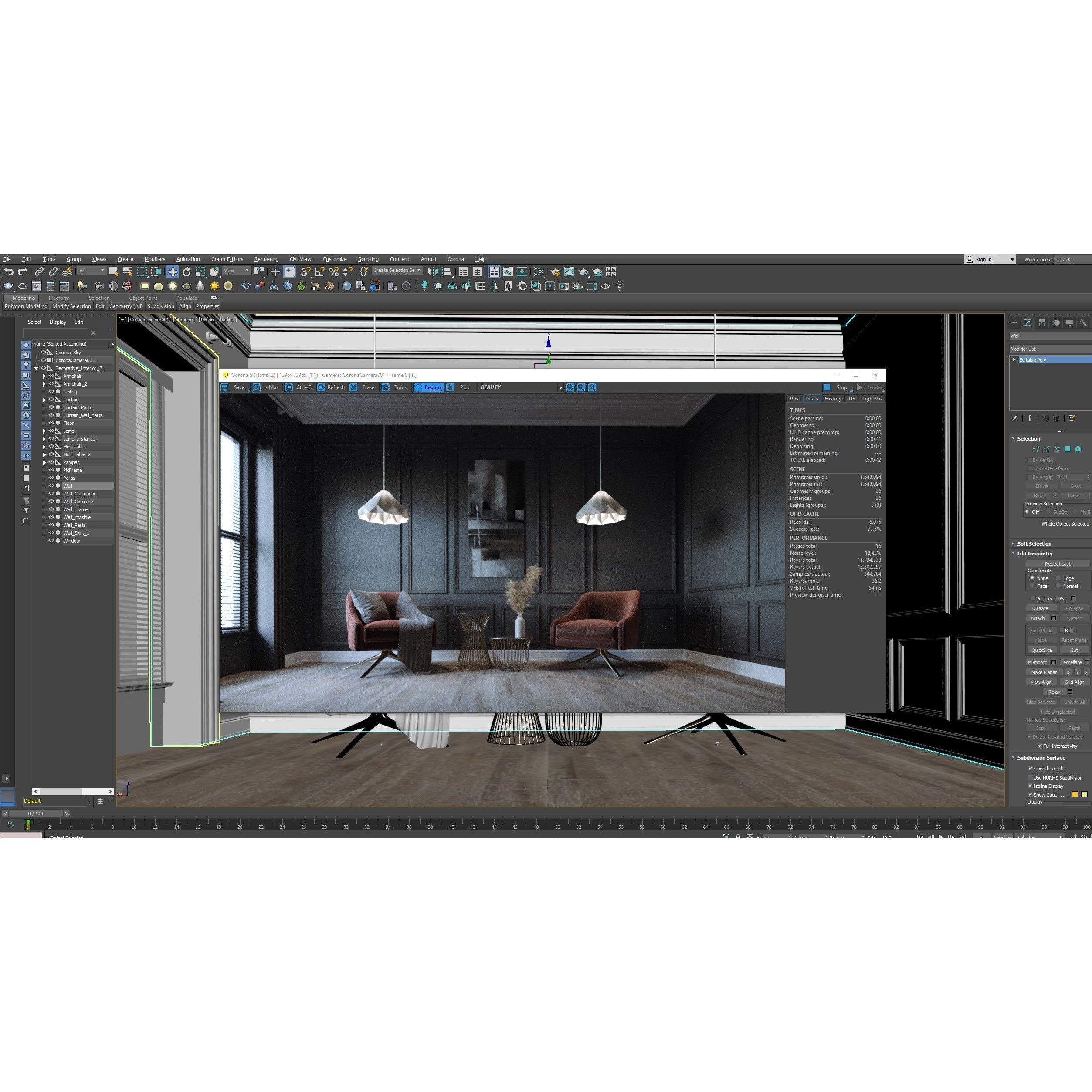 Simple Livingroom - Fully Textured 3D Model