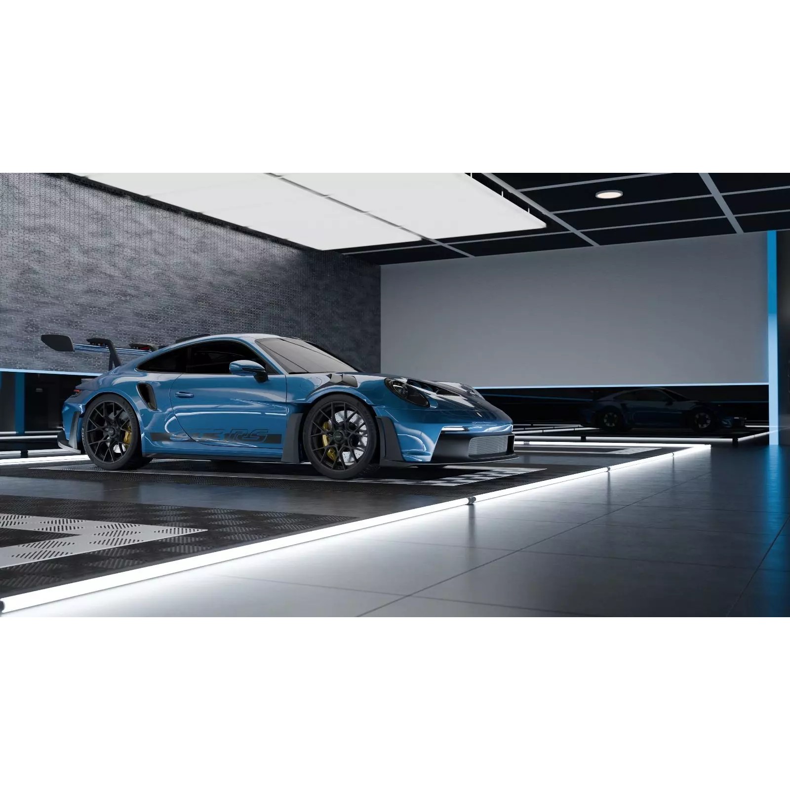 Neon Car Scene 3D Model – High Quality Interior Setup, Blender & FBX - View 2