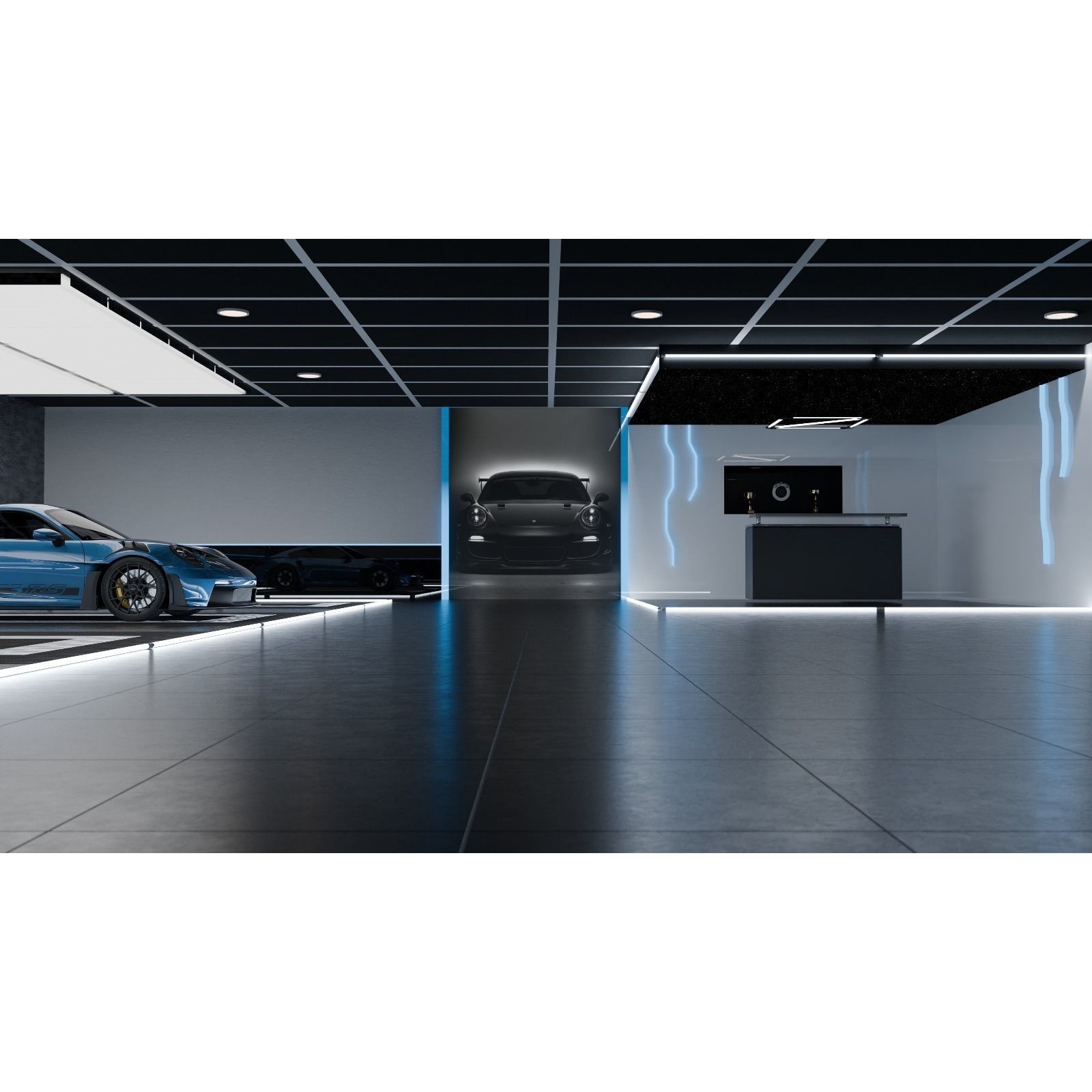 Neon Car Scene 3D Model – High Quality Interior Setup, Blender & FBX - View 3