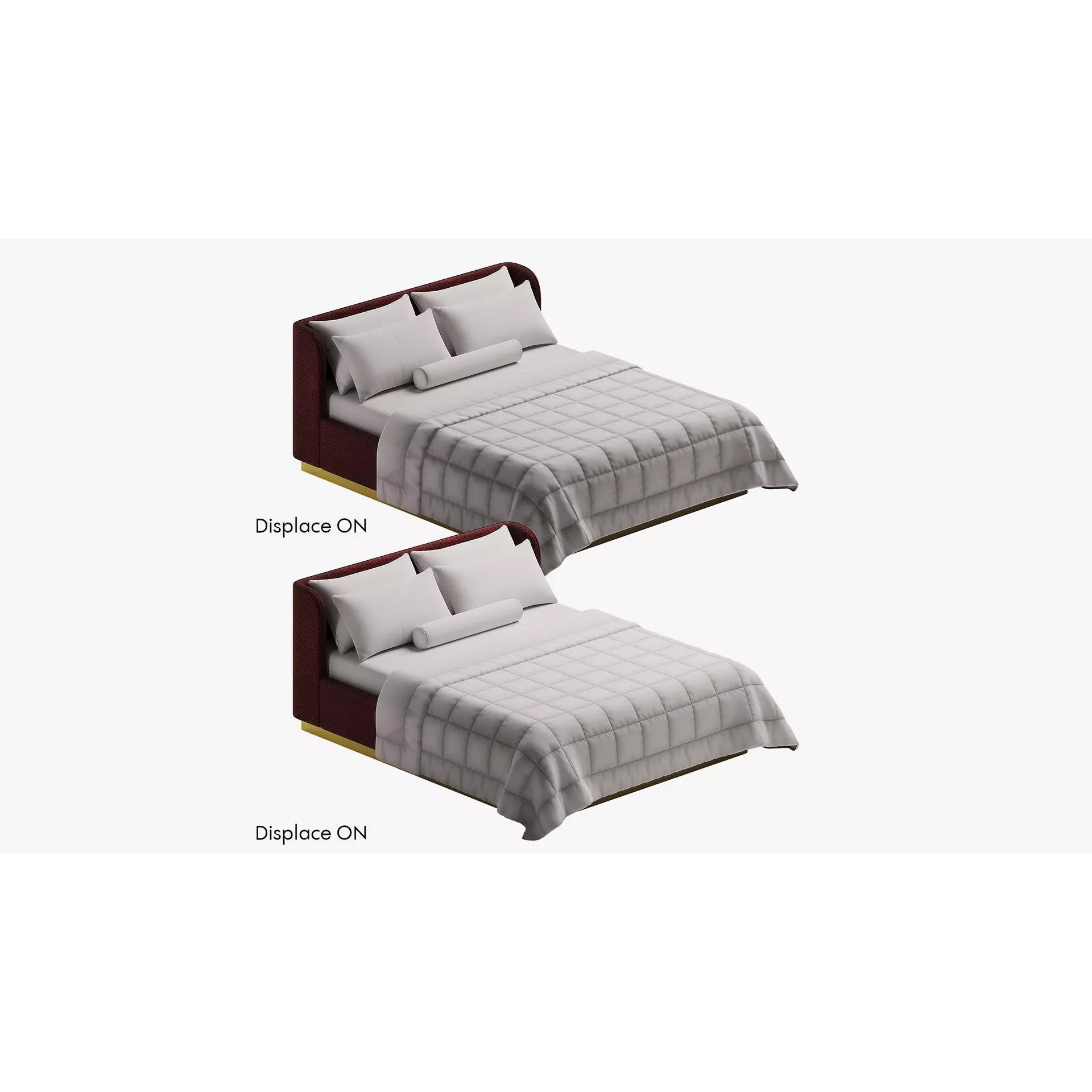 Low-Poly Red Bed 3D Model – Upholstered Furniture Asset, FBX, OBJ - View 4