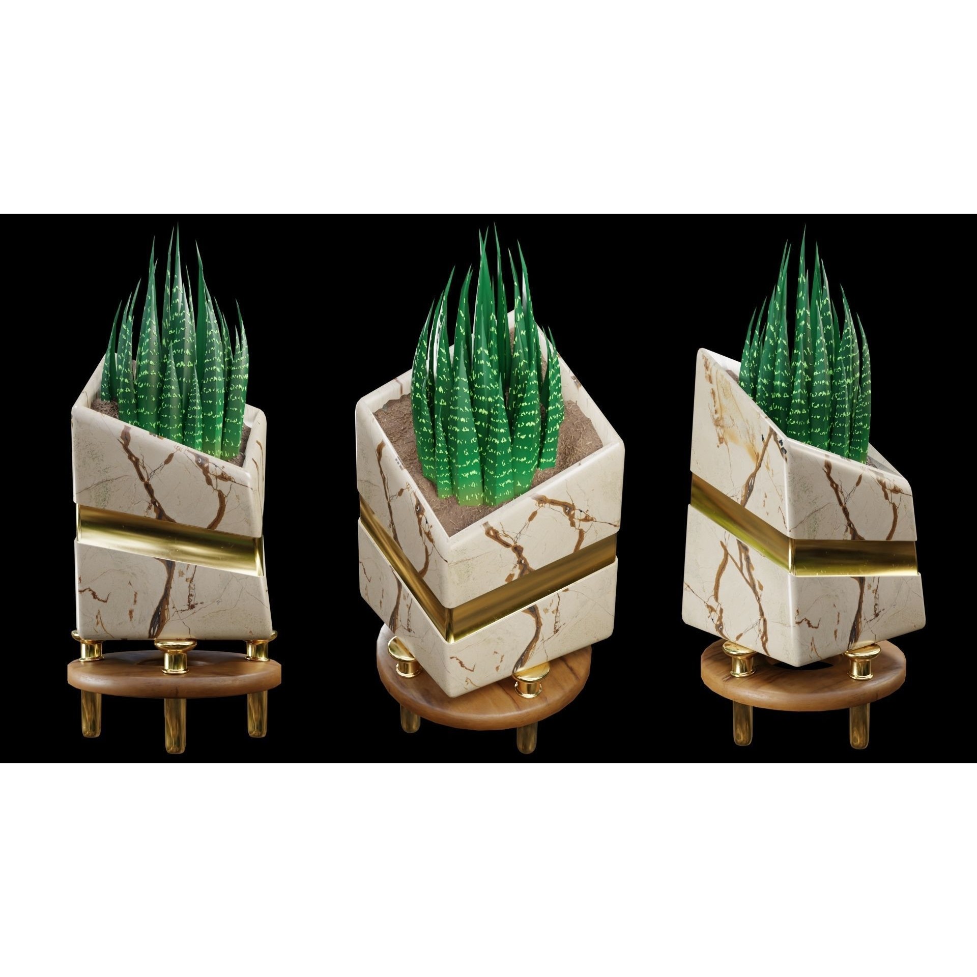 Modern Pots 3D Model – Low Poly Collection with PBR Textures, FBX, OBJ - View 11