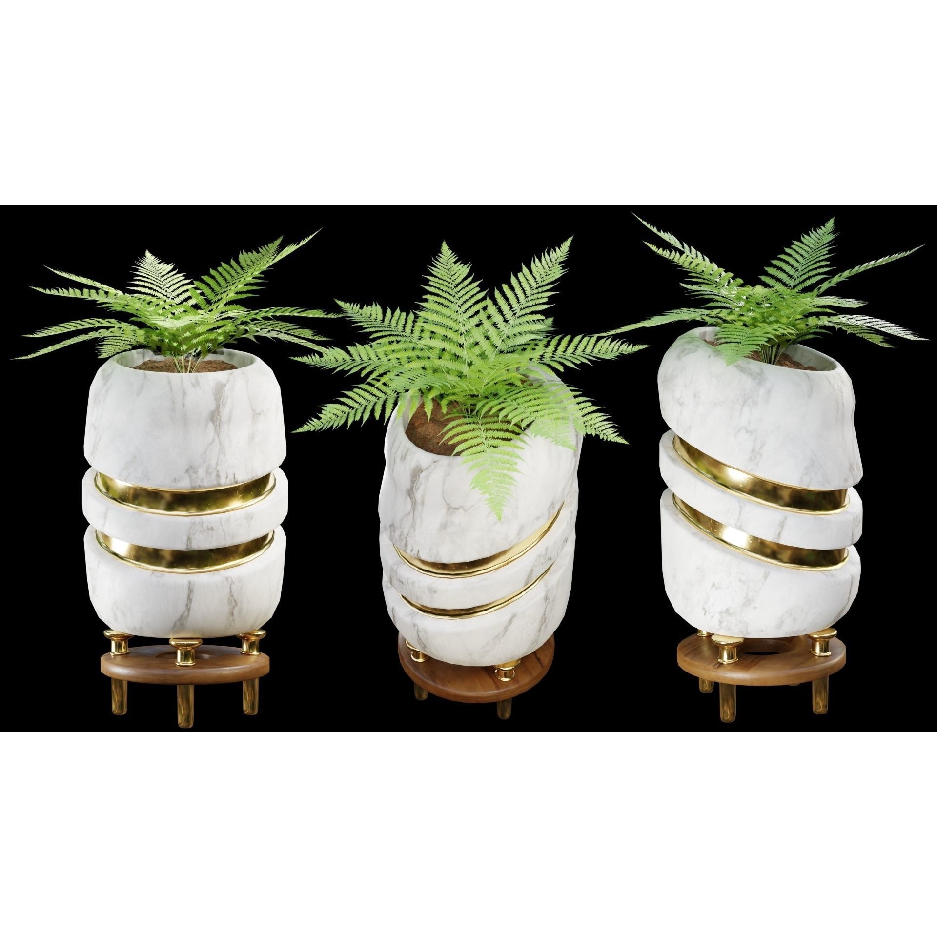 Modern Pots 3D Model – Low Poly Collection with PBR Textures, FBX, OBJ - View 12