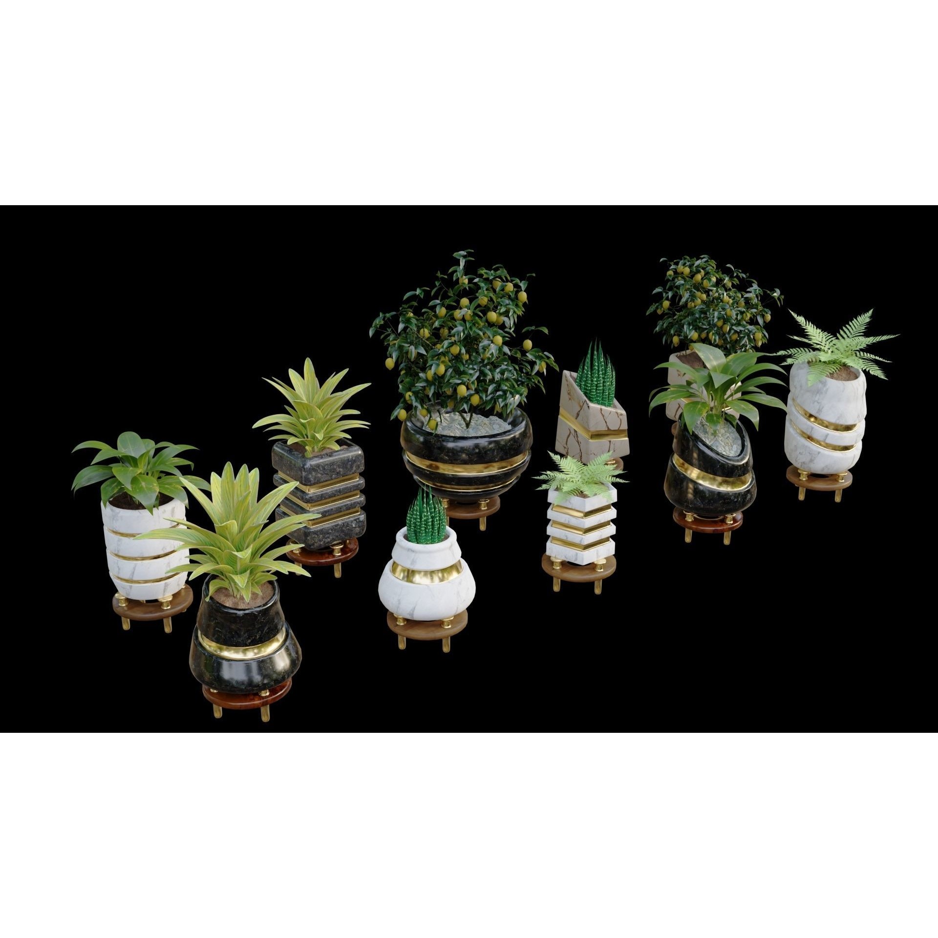 Modern Pots 3D Model – Low Poly Collection with PBR Textures, FBX, OBJ - View 13