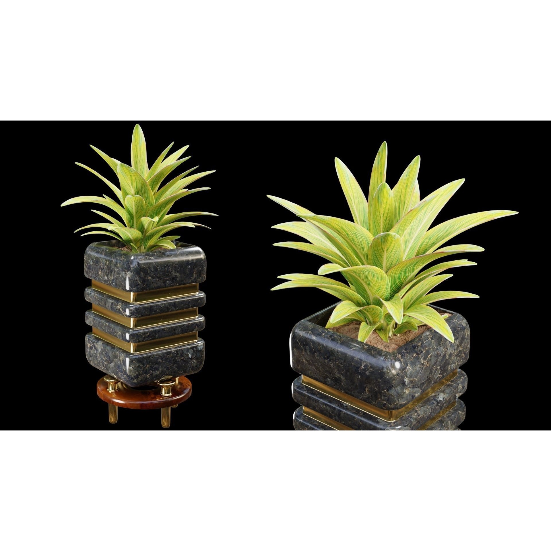 Modern Pots 3D Model – Low Poly Collection with PBR Textures, FBX, OBJ - View 15