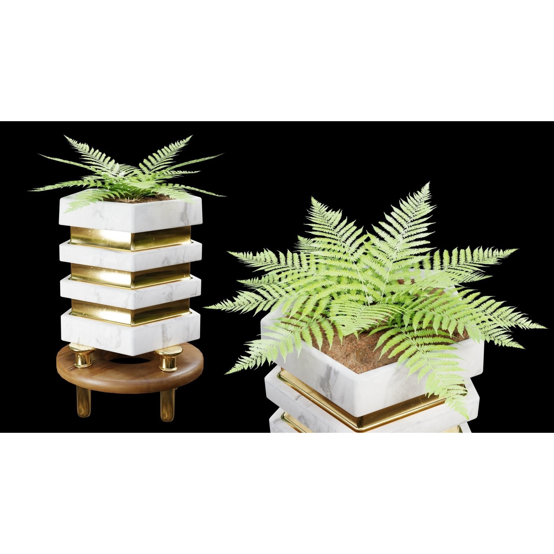 Modern Pots 3D Model – Low Poly Collection with PBR Textures, FBX, OBJ - View 16