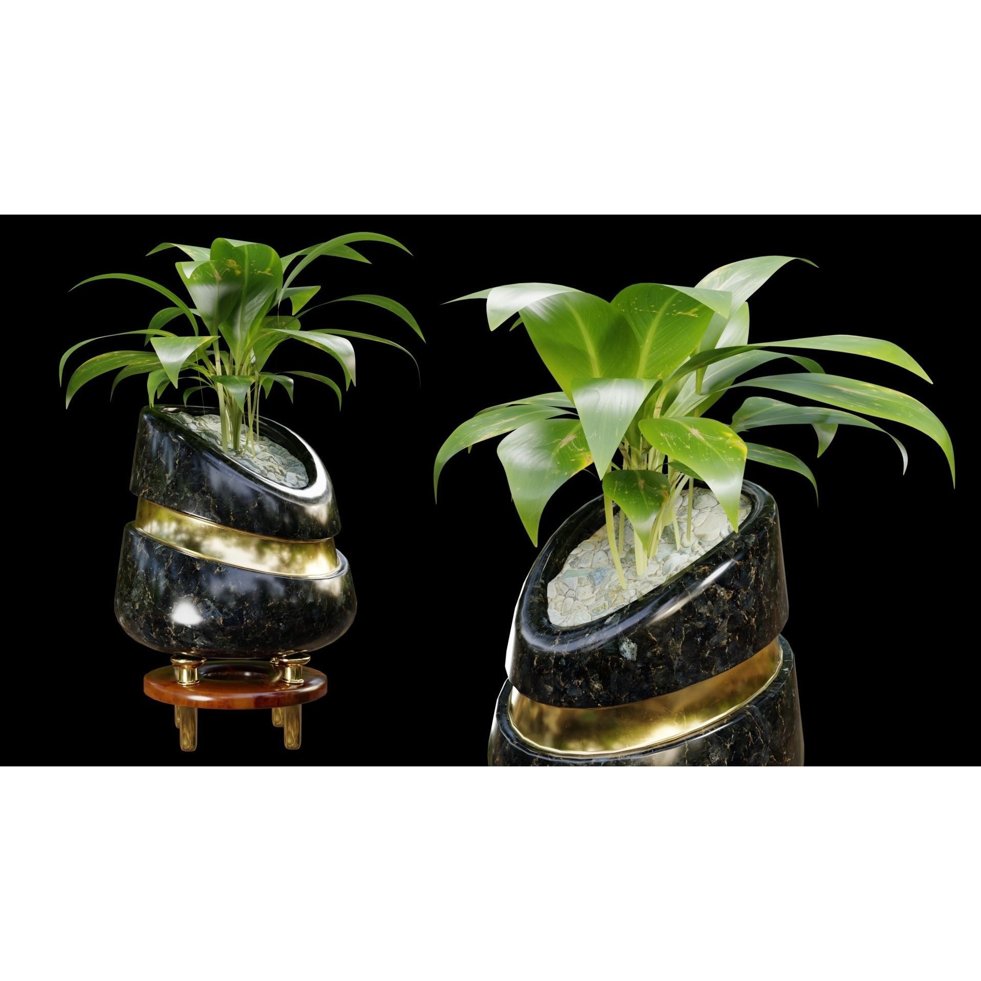 Modern Pots 3D Model – Low Poly Collection with PBR Textures, FBX, OBJ - View 17