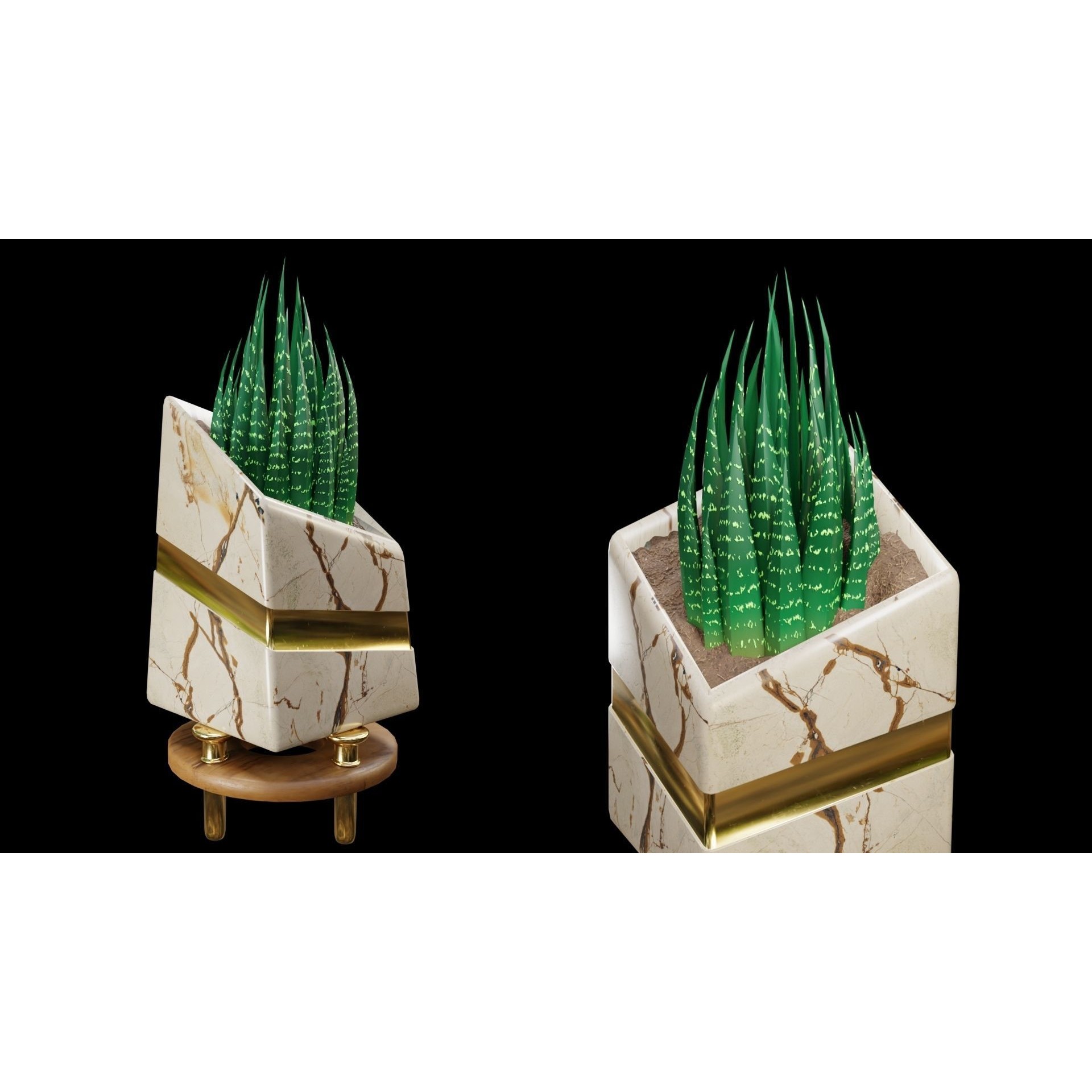 Modern Pots 3D Model – Low Poly Collection with PBR Textures, FBX, OBJ - View 22