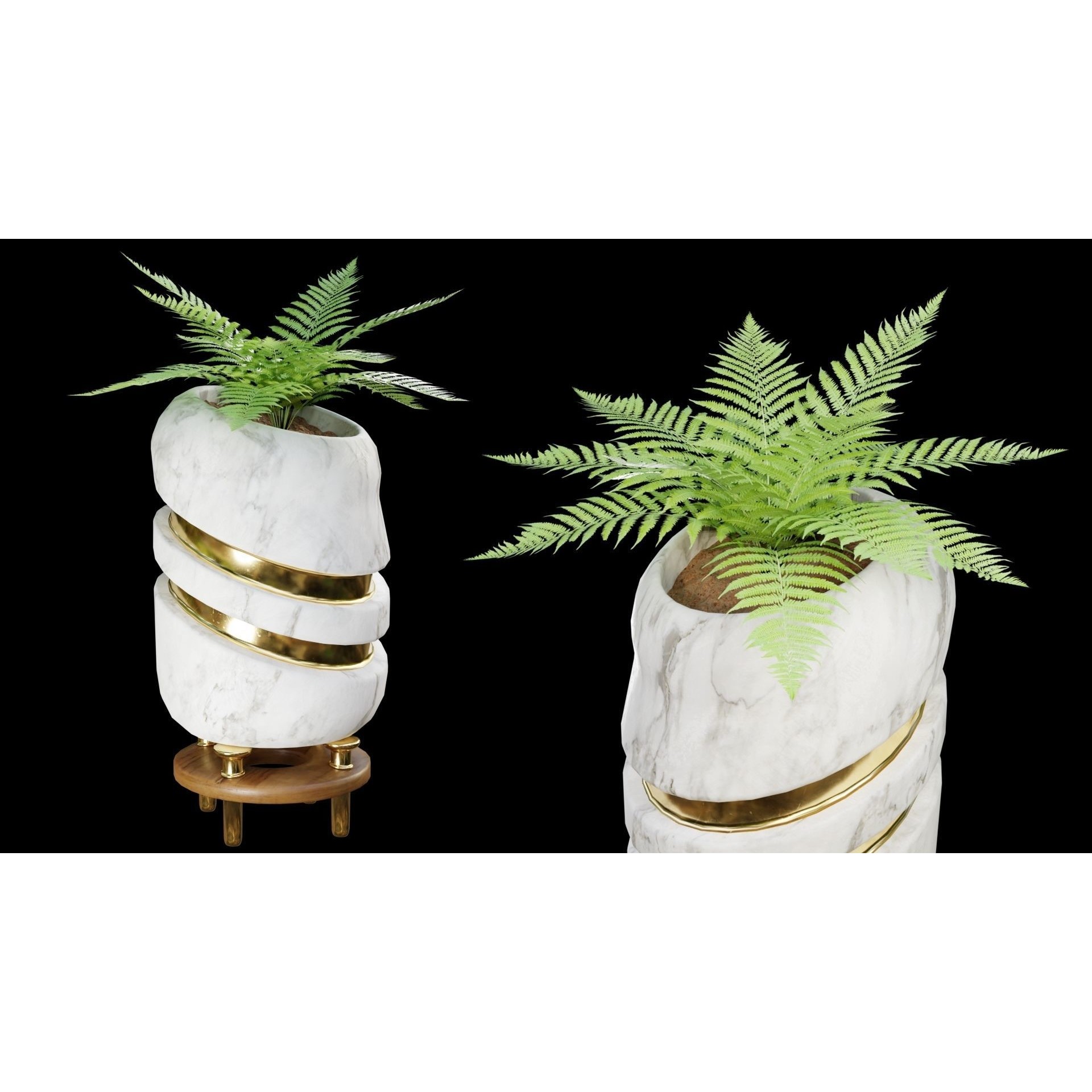 Modern Pots 3D Model – Low Poly Collection with PBR Textures, FBX, OBJ - View 23