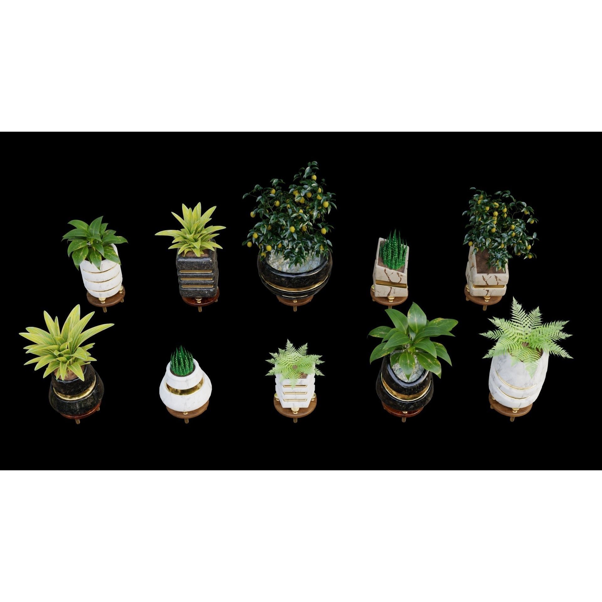 Modern Pots 3D Model – Low Poly Collection with PBR Textures, FBX, OBJ - View 24