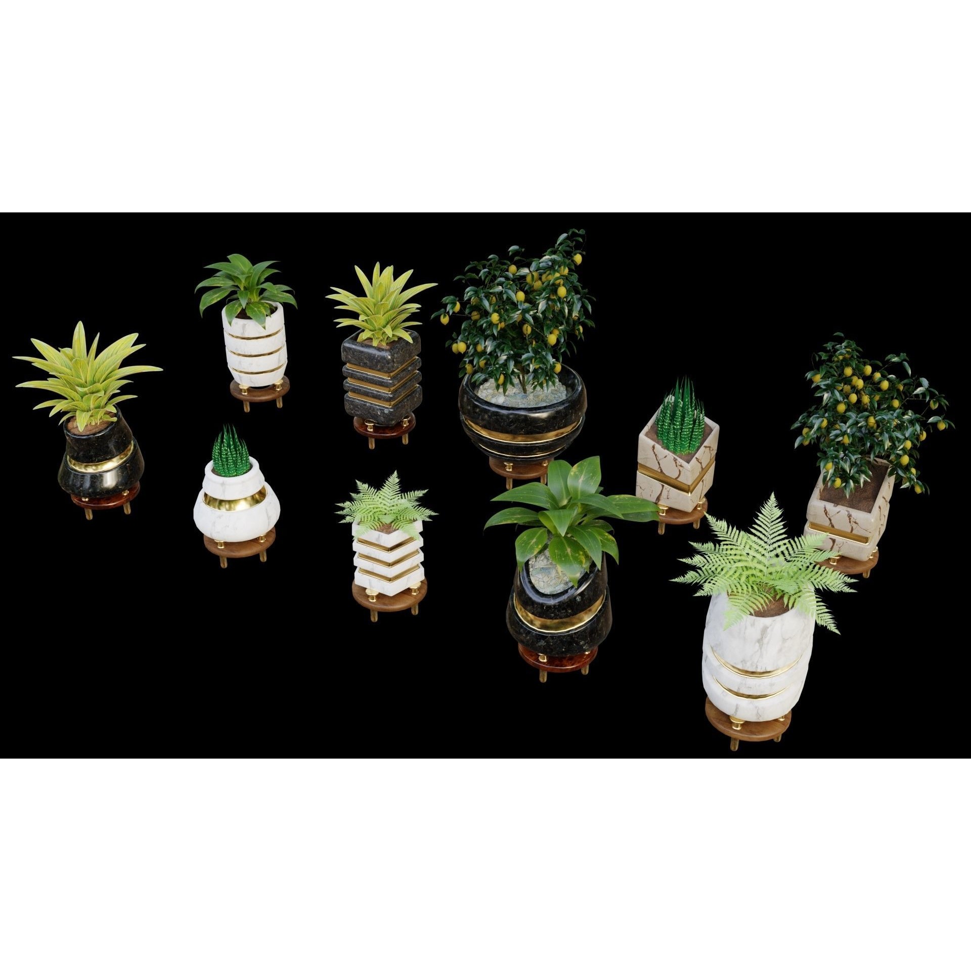 Modern Pots 3D Model – Low Poly Collection with PBR Textures, FBX, OBJ - View 25