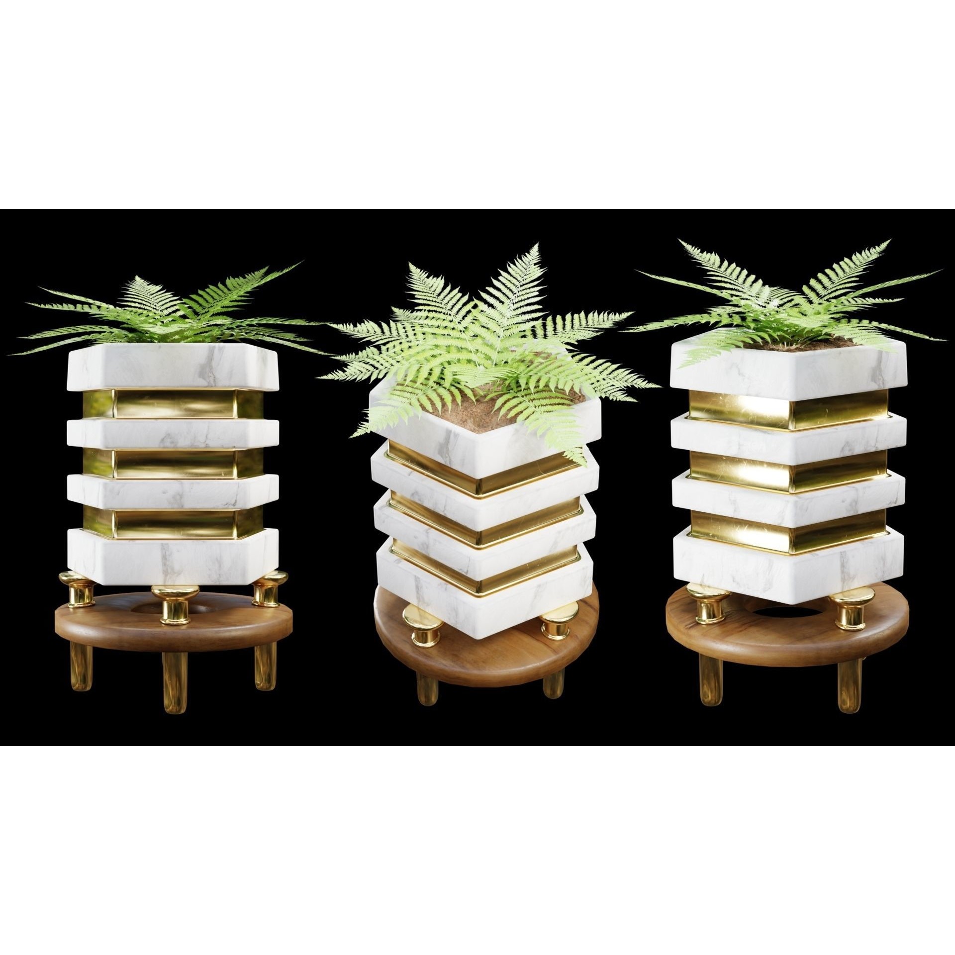 Modern Pots 3D Model – Low Poly Collection with PBR Textures, FBX, OBJ - View 5