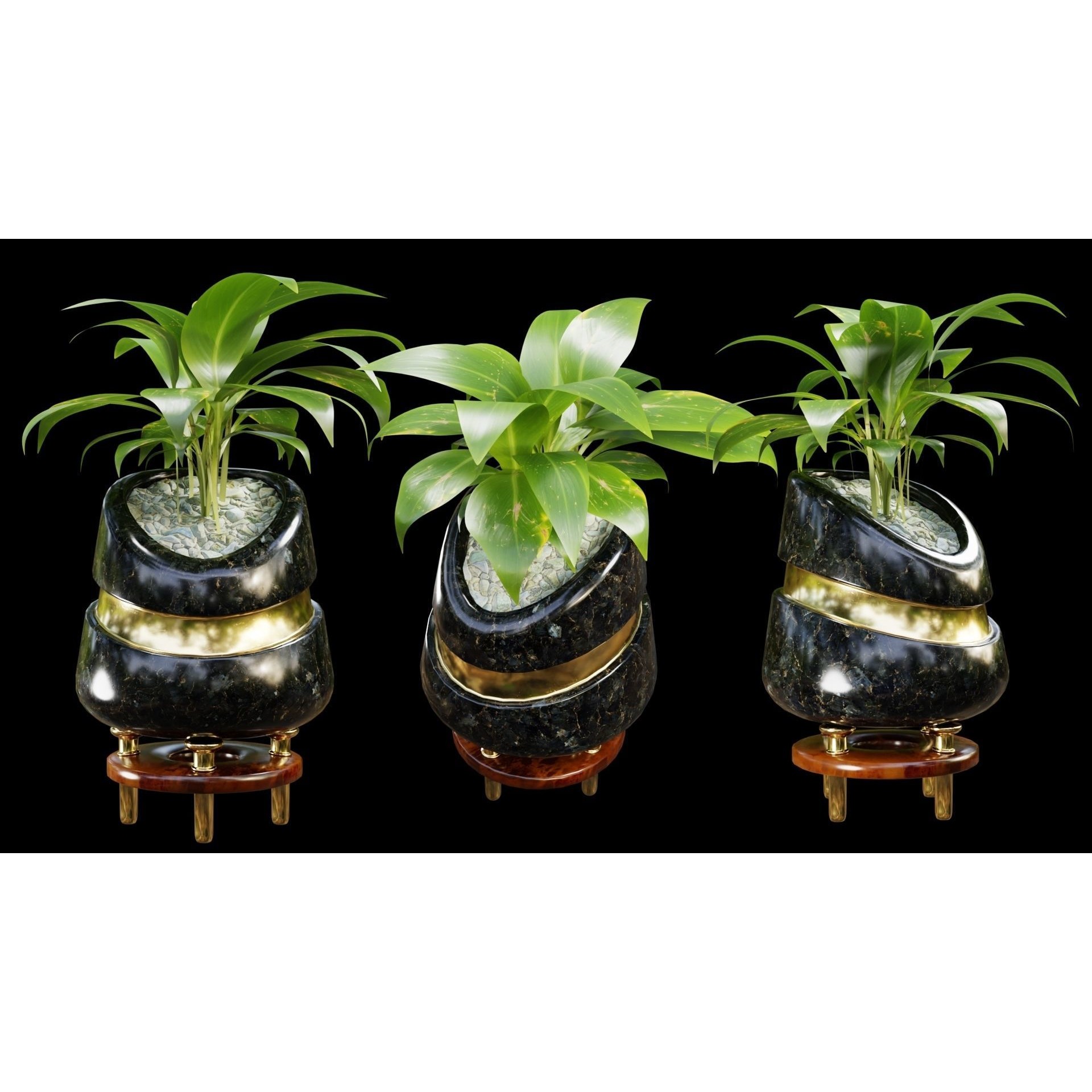 Modern Pots 3D Model – Low Poly Collection with PBR Textures, FBX, OBJ - View 6