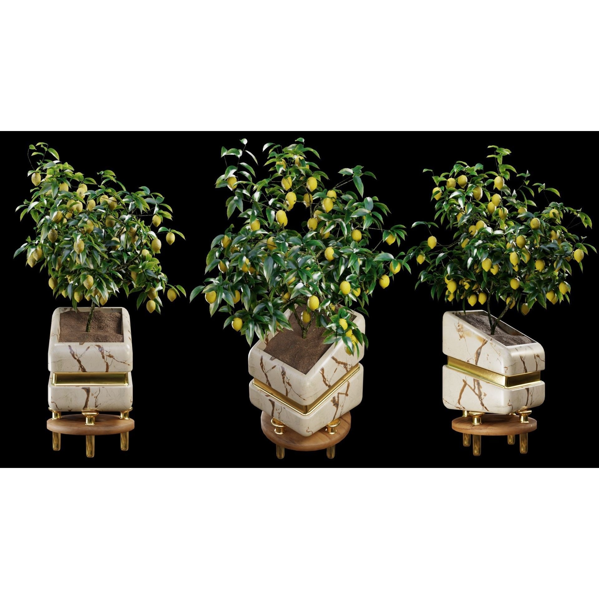 Modern Pots 3D Model – Low Poly Collection with PBR Textures, FBX, OBJ - View 7