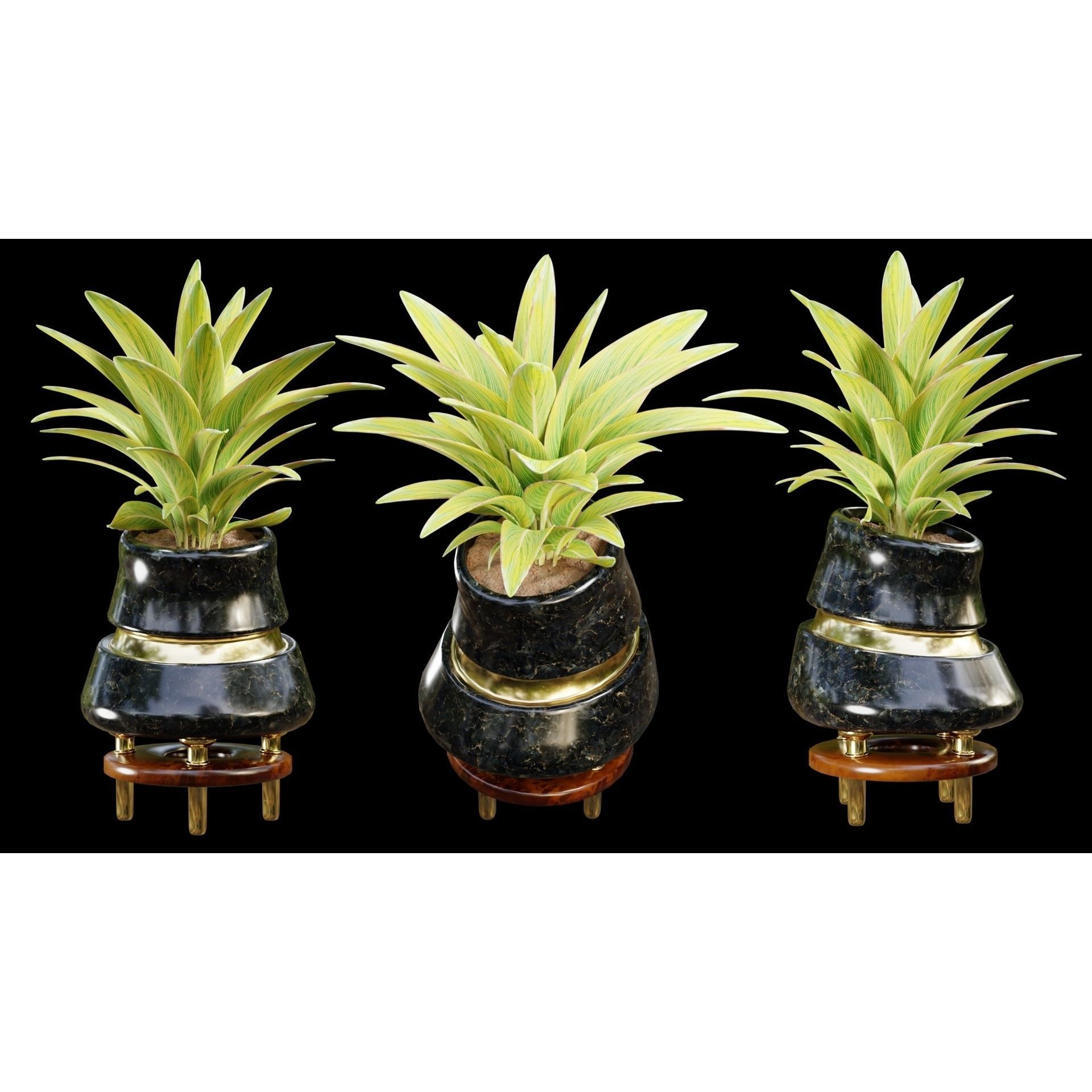 Modern Pots 3D Model – Low Poly Collection with PBR Textures, FBX, OBJ - View 8