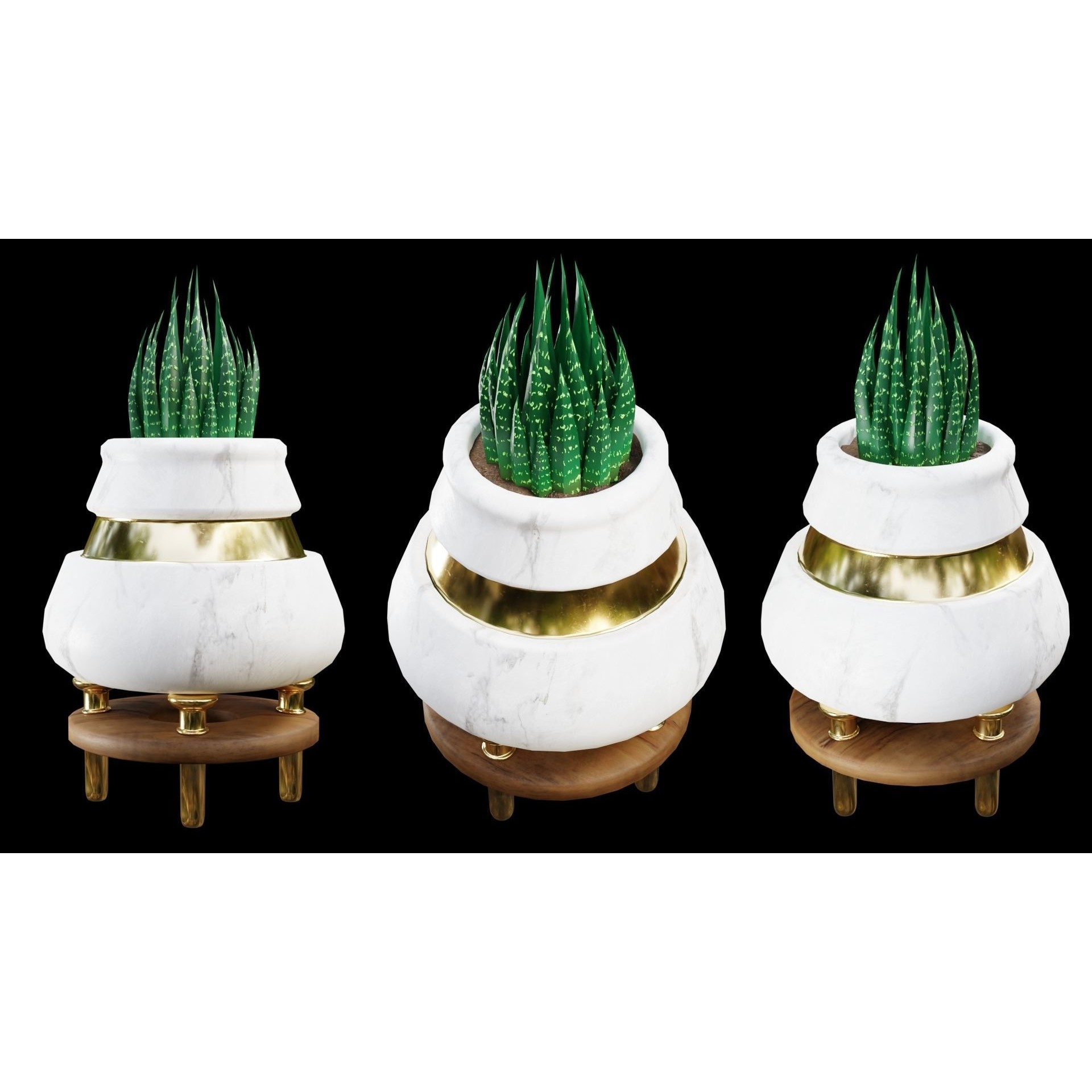 Modern Pots 3D Model – Low Poly Collection with PBR Textures, FBX, OBJ - View 9