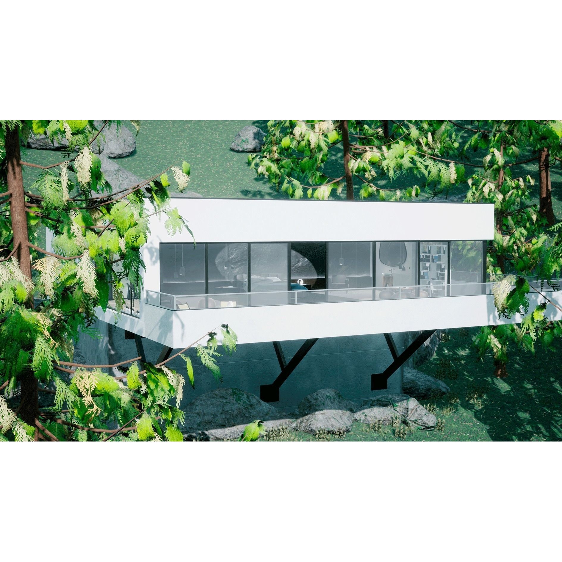 Modern House 3D Model – Game Ready Interior with PBR Textures, FBX - View 3