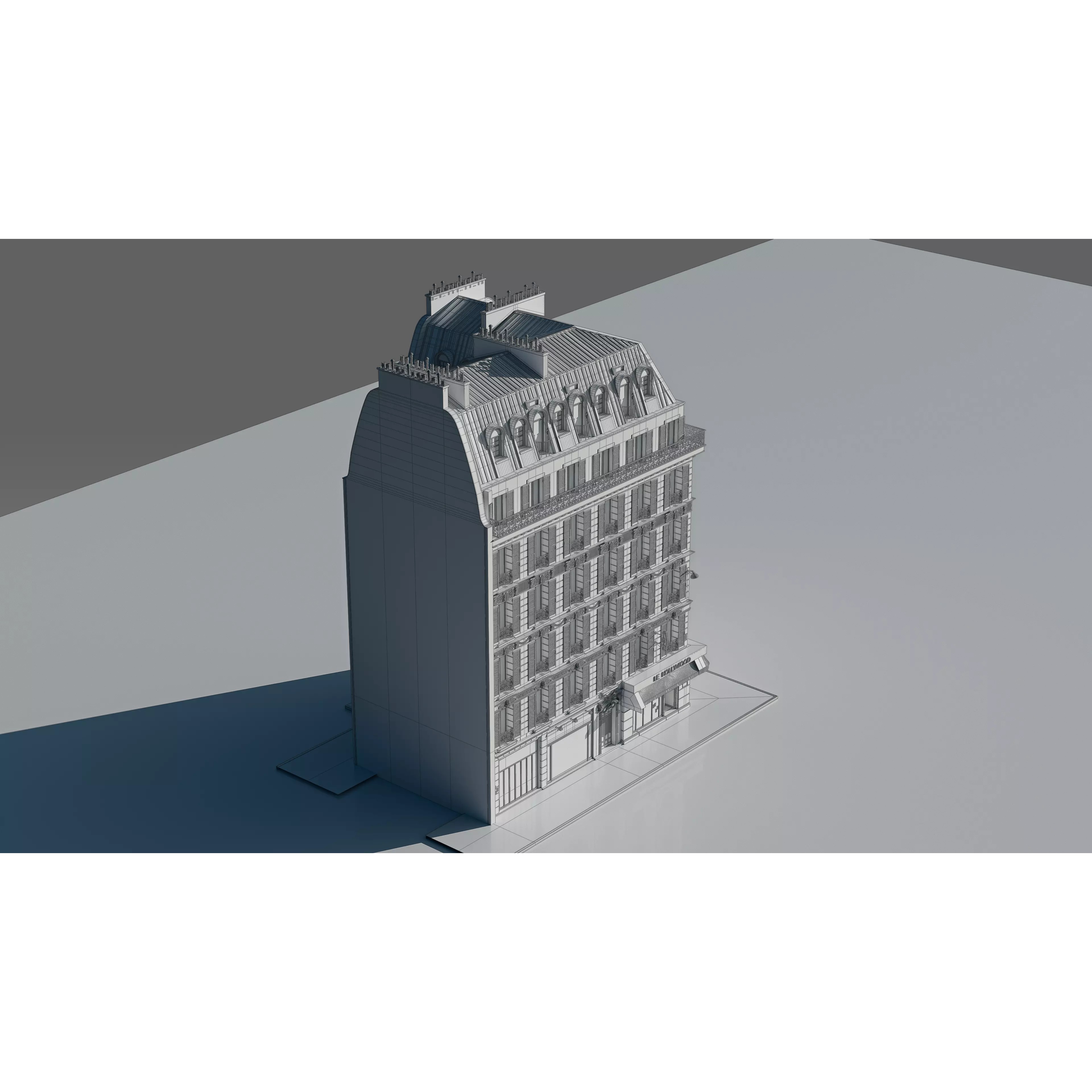 Corner Restaurant Building 3D Model – European Architecture, Blender & FBX