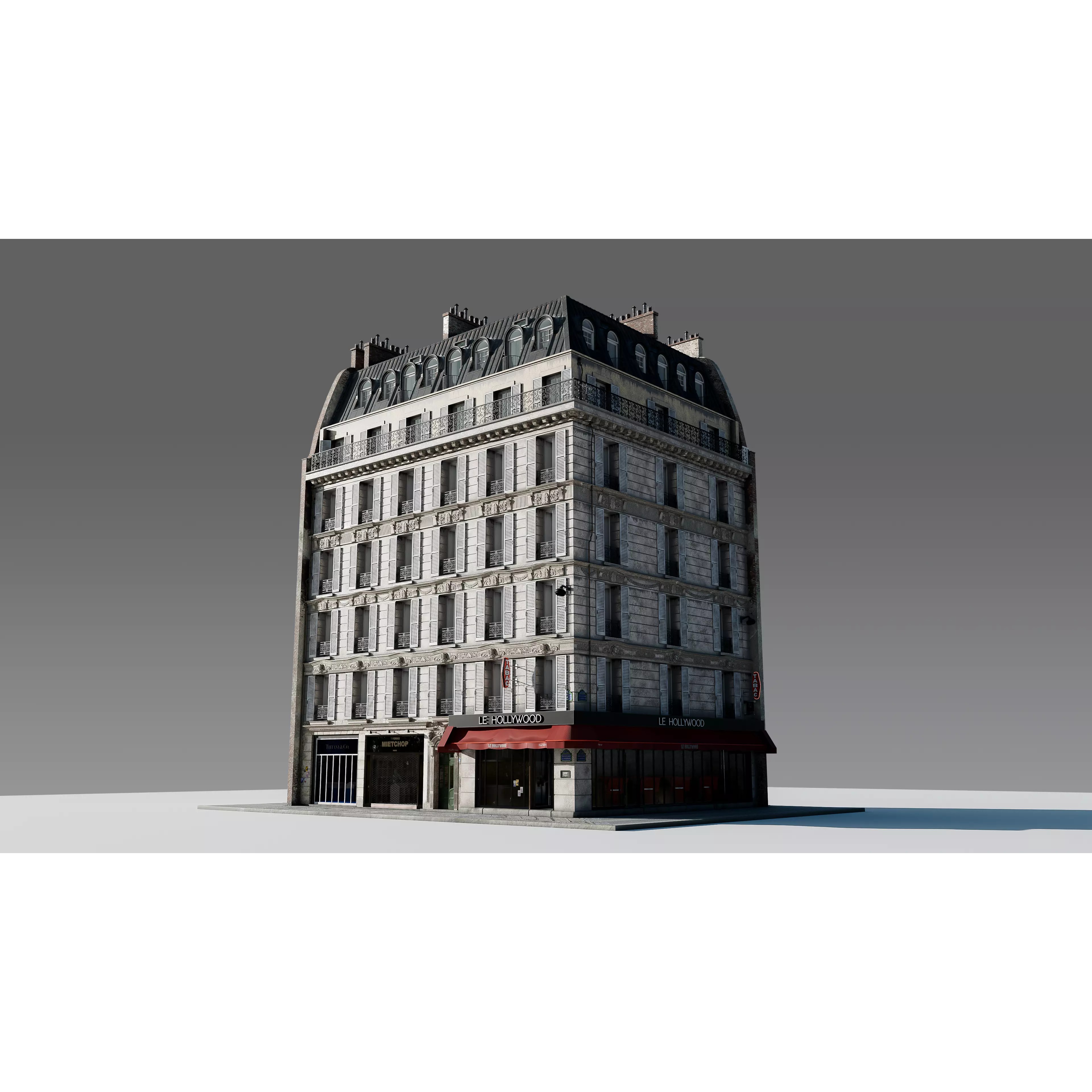 Corner Restaurant Building 3D Model – European Architecture, Blender & FBX - View 10
