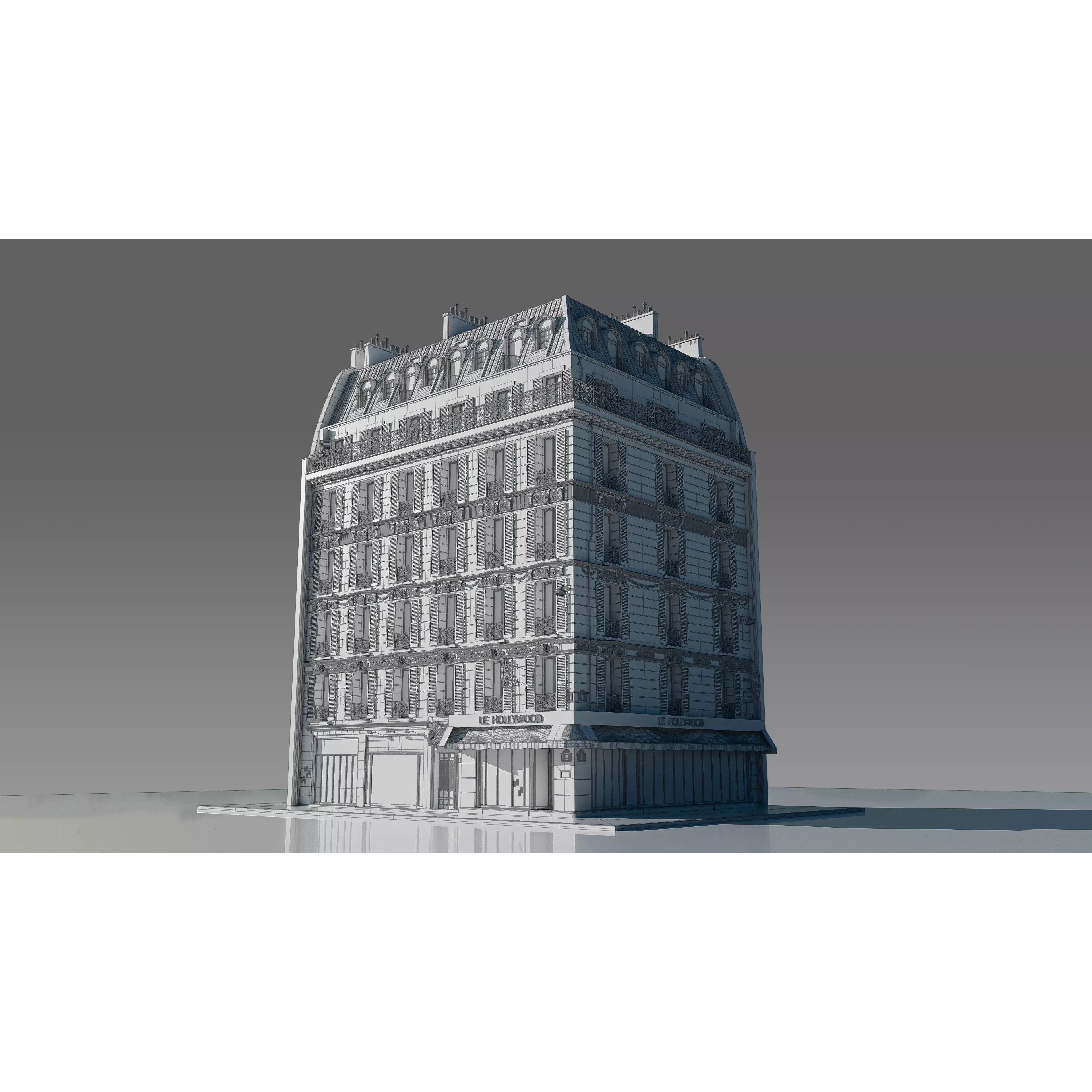 Corner Restaurant Building 3D Model – European Architecture, Blender & FBX - View 11