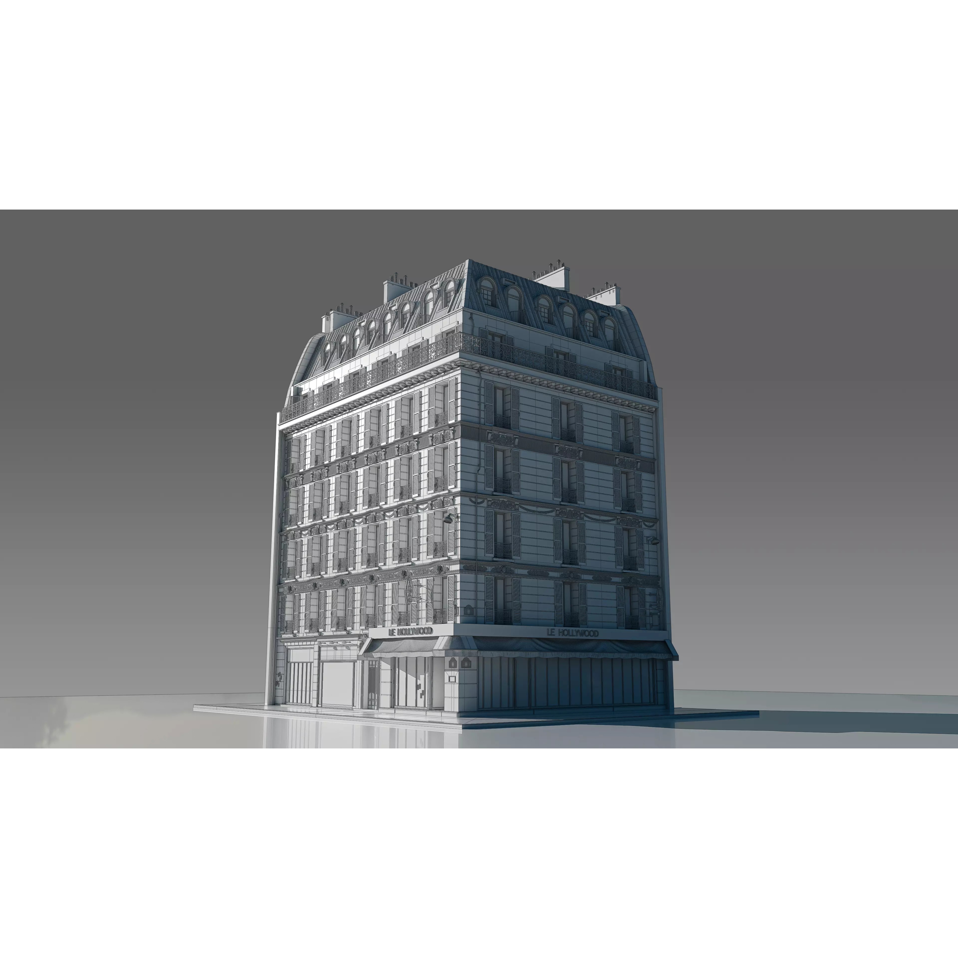 Corner Restaurant Building 3D Model – European Architecture, Blender & FBX - View 13