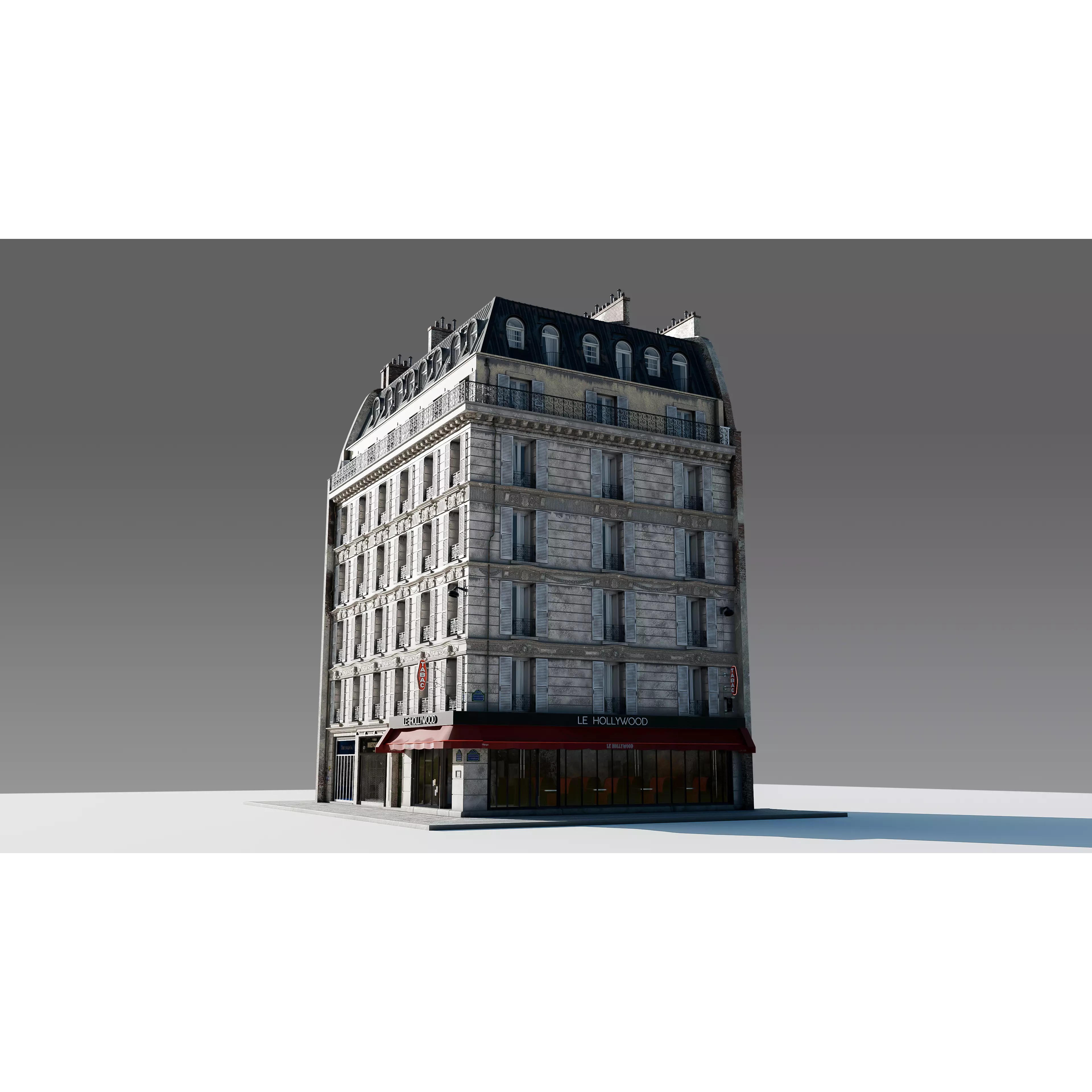 Corner Restaurant Building 3D Model – European Architecture, Blender & FBX - View 14