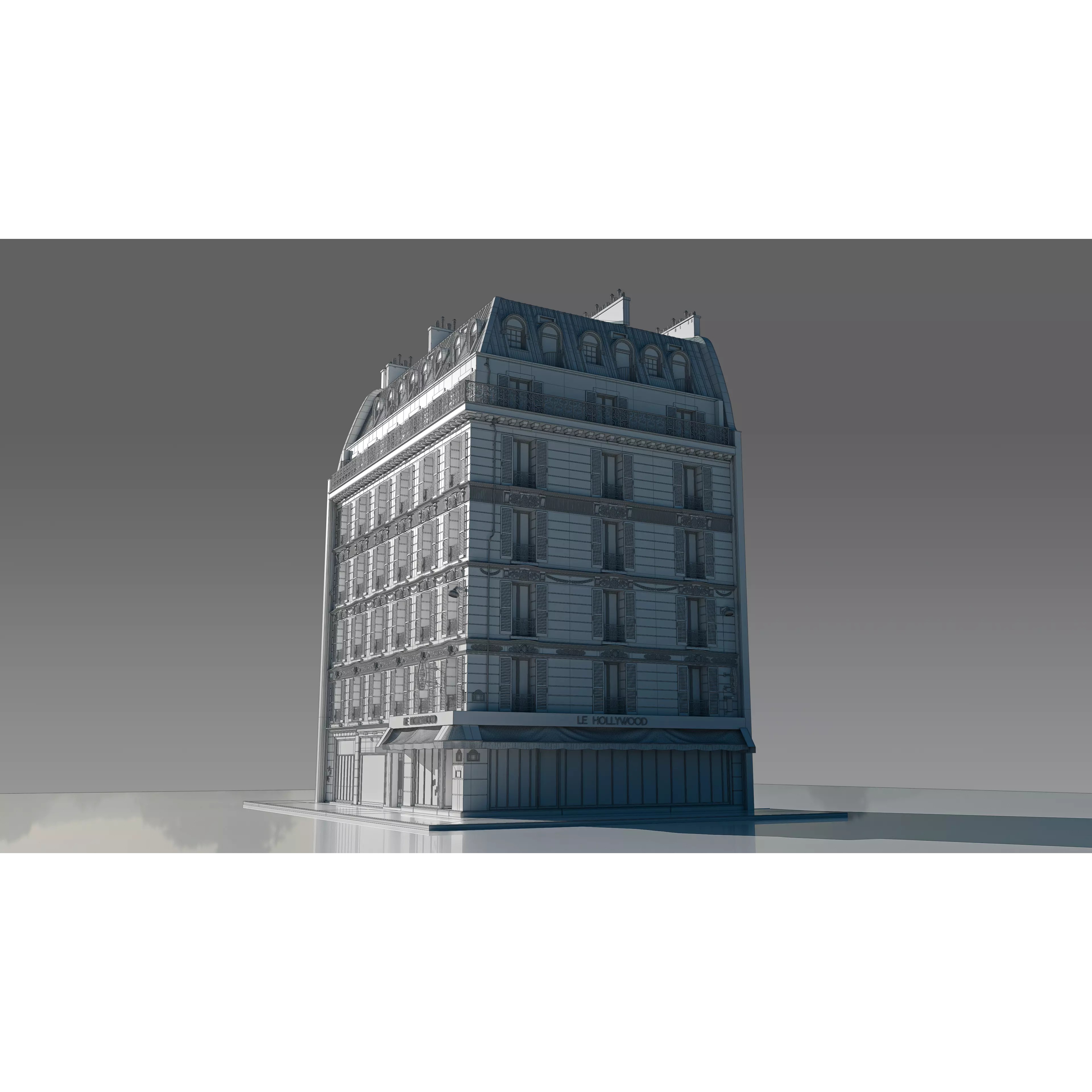 Corner Restaurant Building 3D Model – European Architecture, Blender & FBX - View 15