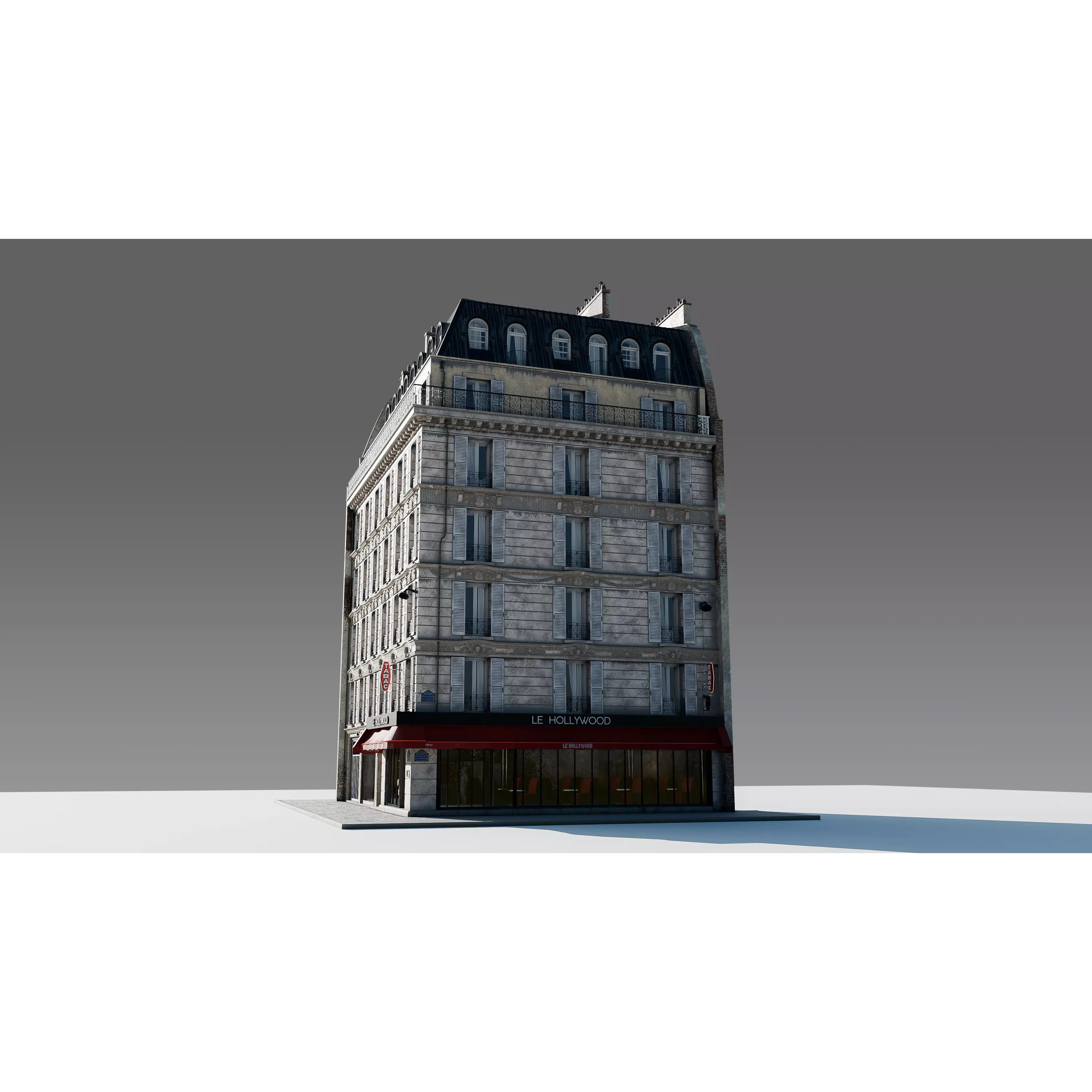 Corner Restaurant Building 3D Model – European Architecture, Blender & FBX - View 16
