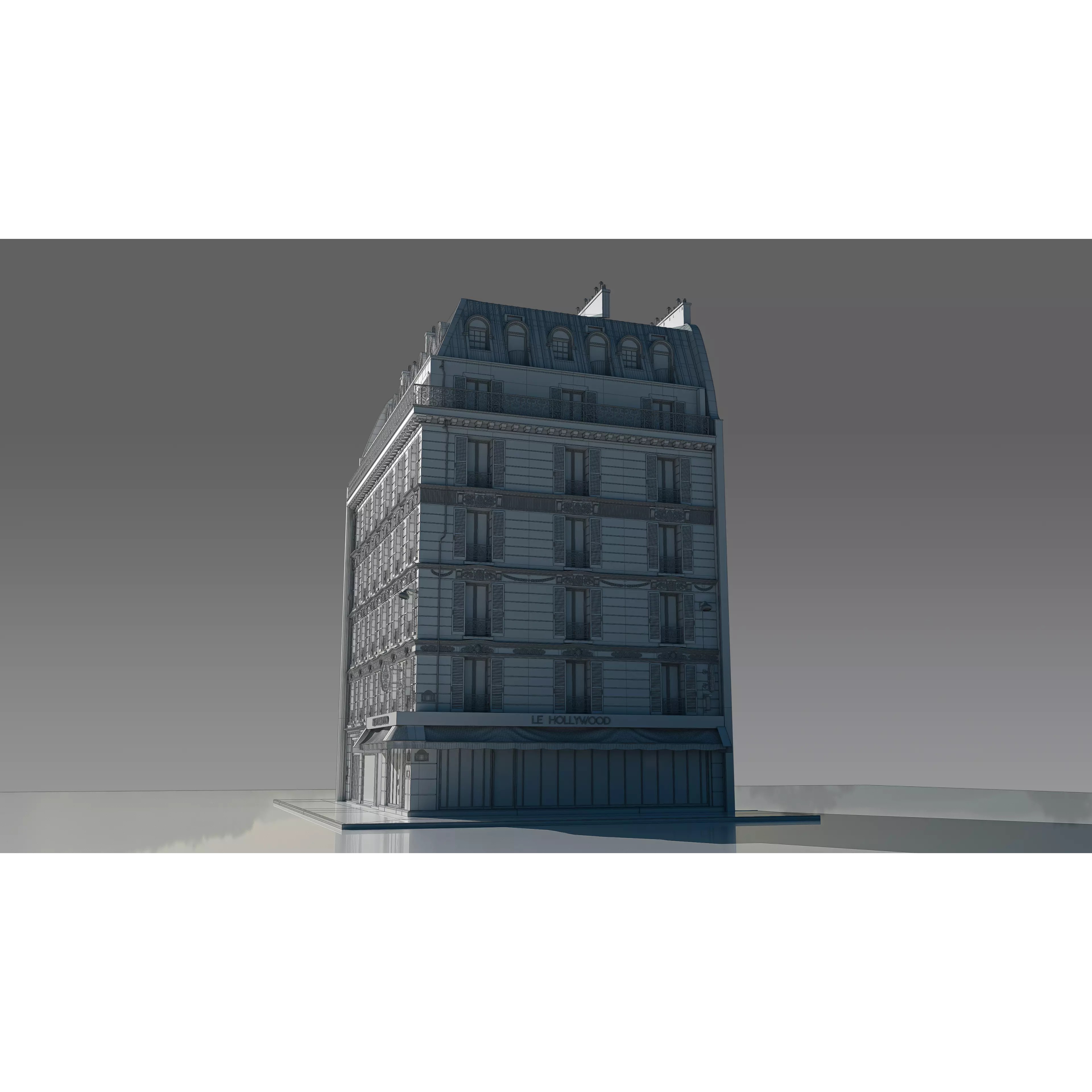 Corner Restaurant Building 3D Model – European Architecture, Blender & FBX - View 17