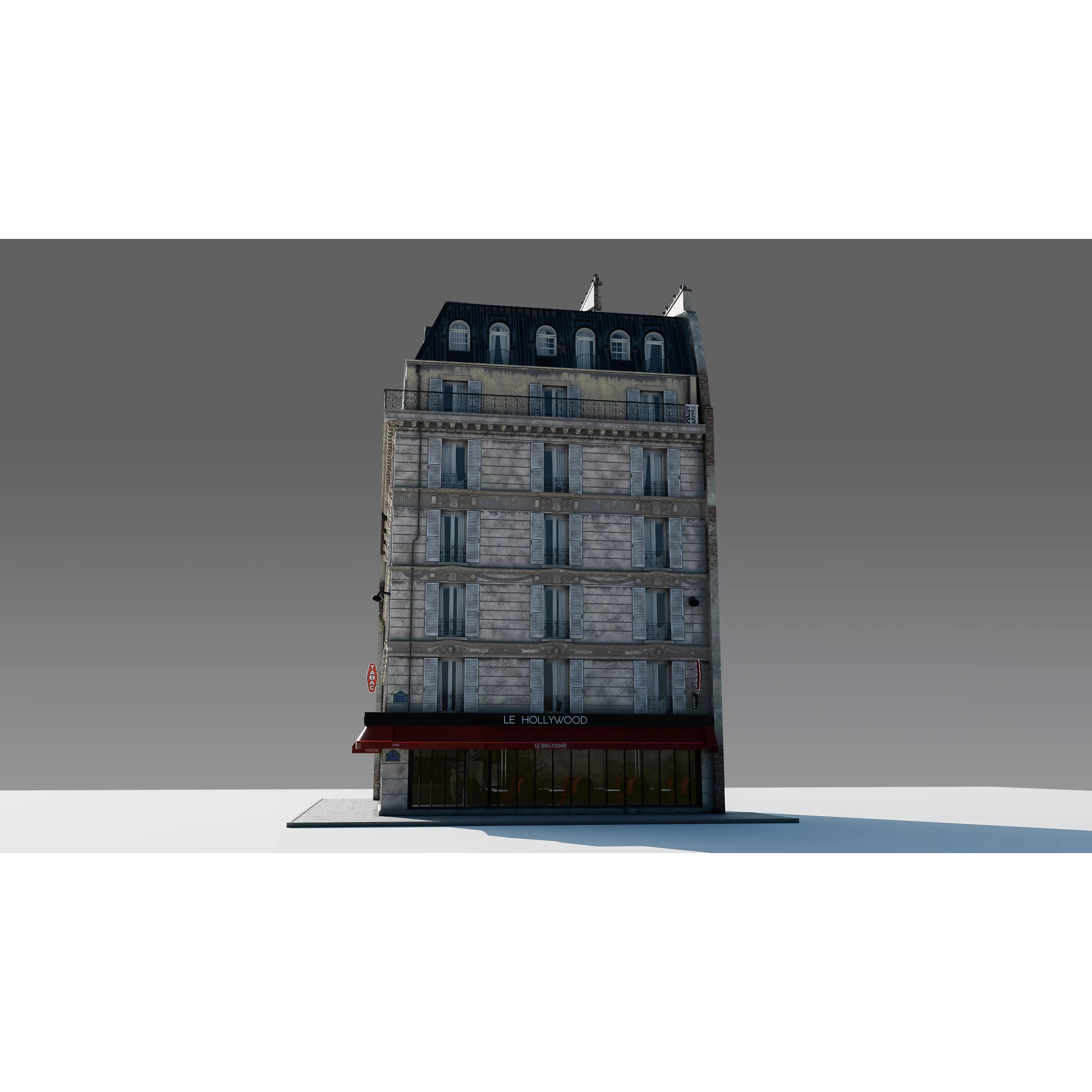 Corner Restaurant Building 3D Model – European Architecture, Blender & FBX - View 18