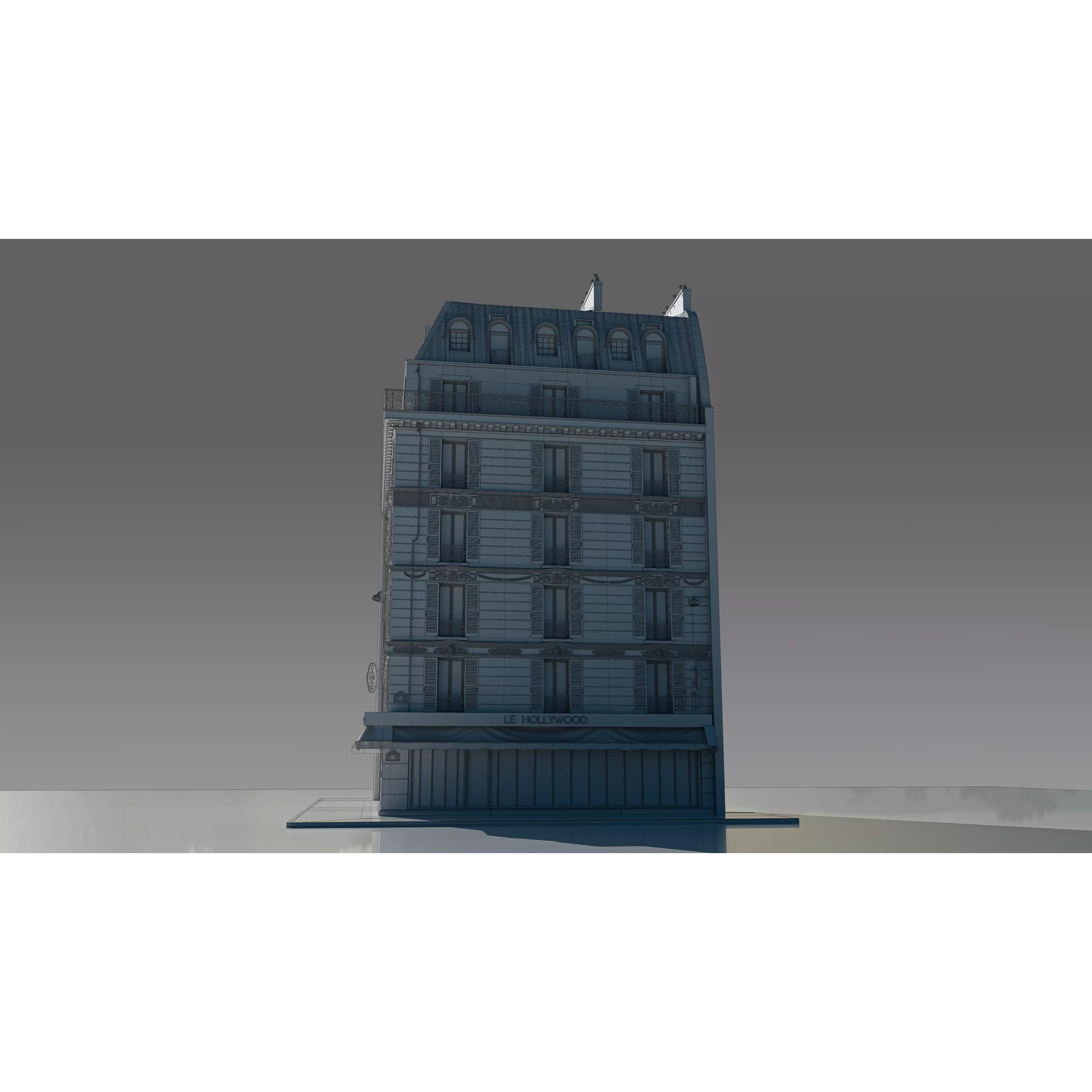 Corner Restaurant Building 3D Model – European Architecture, Blender & FBX - View 19