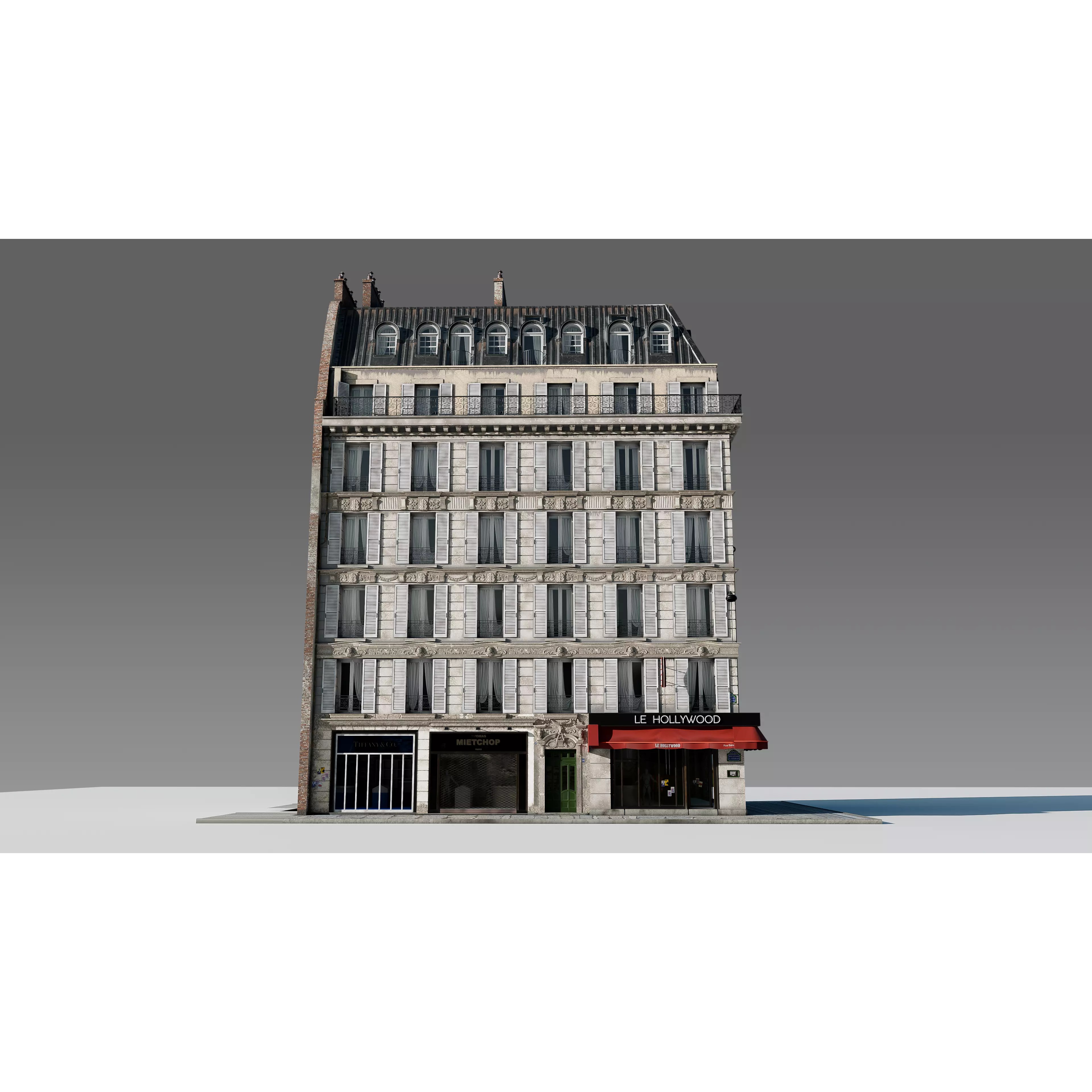 Corner Restaurant Building 3D Model – European Architecture, Blender & FBX - View 2