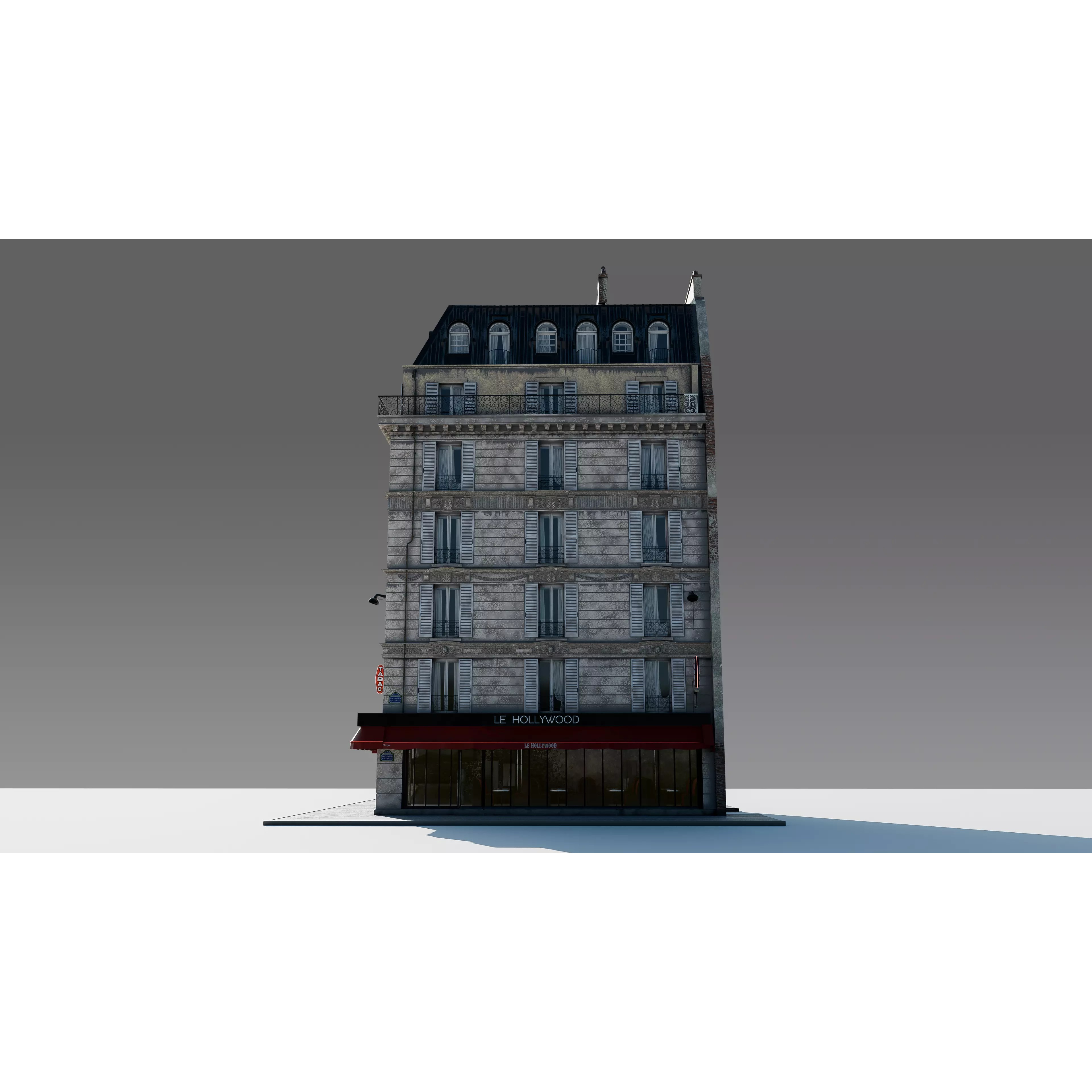 Corner Restaurant Building 3D Model – European Architecture, Blender & FBX - View 20