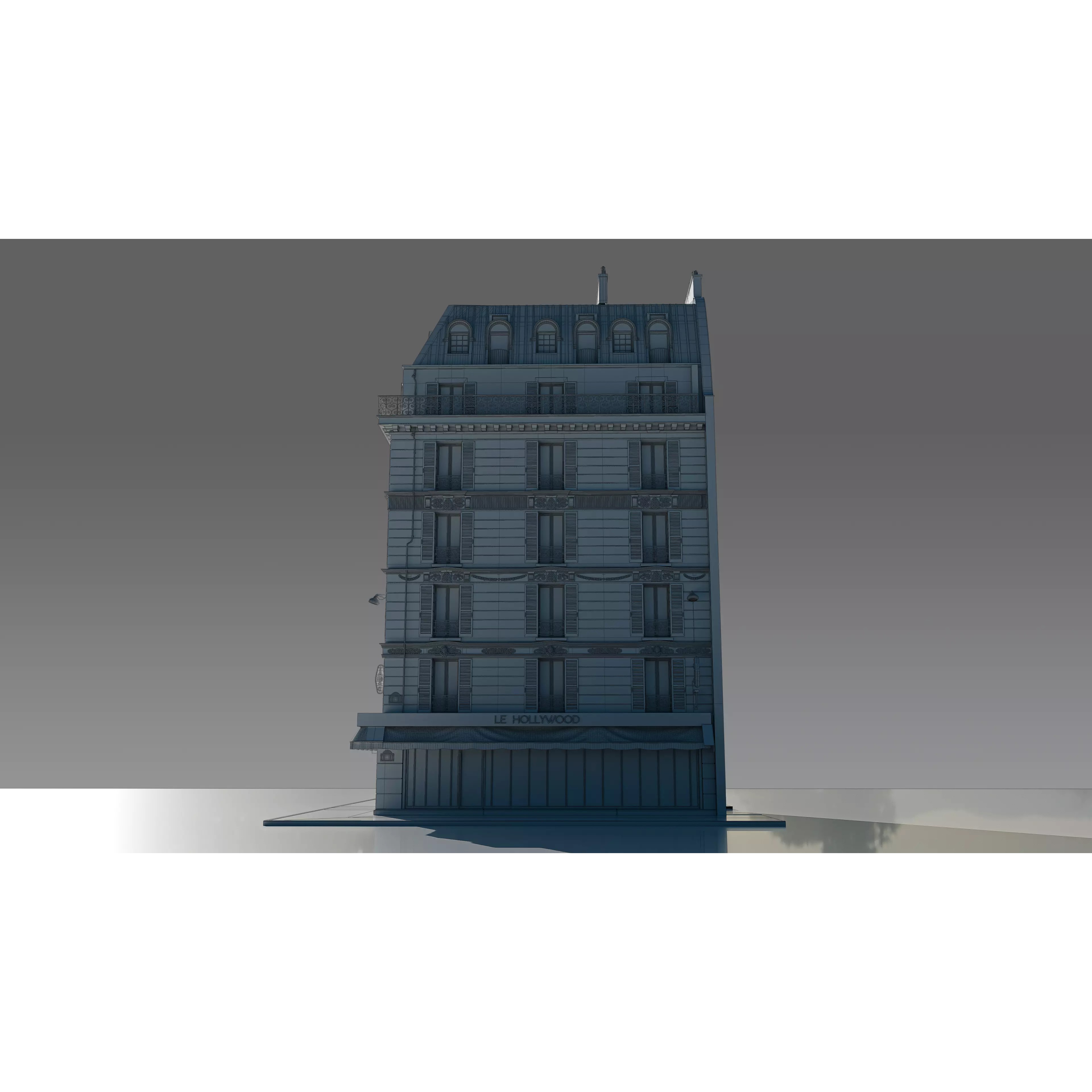 Corner Restaurant Building 3D Model – European Architecture, Blender & FBX - View 21